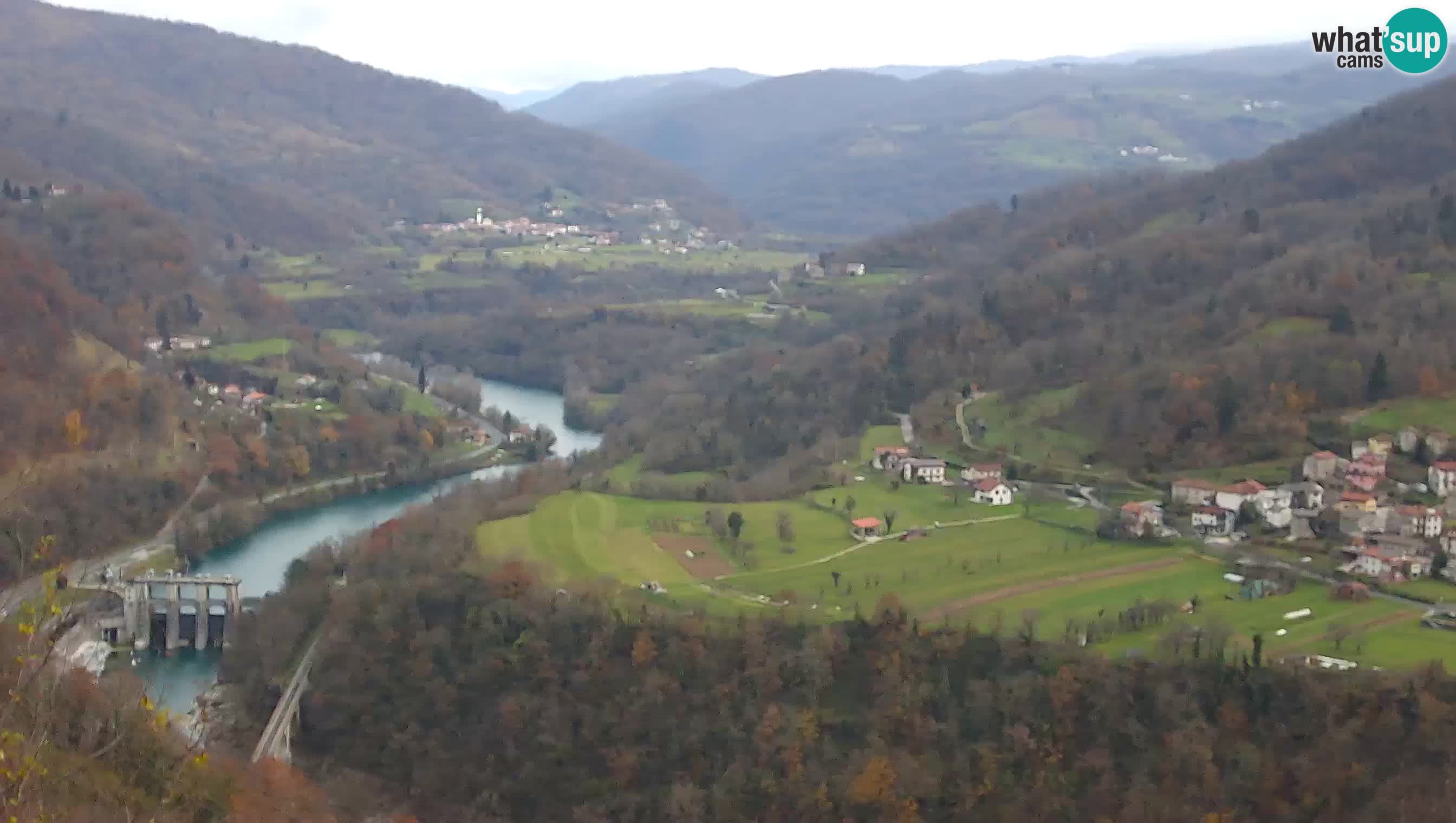 Live Webcam Kanal ob Soči – Vista sul fiume Isonzo, Ajba, Bodrež e Ročinj