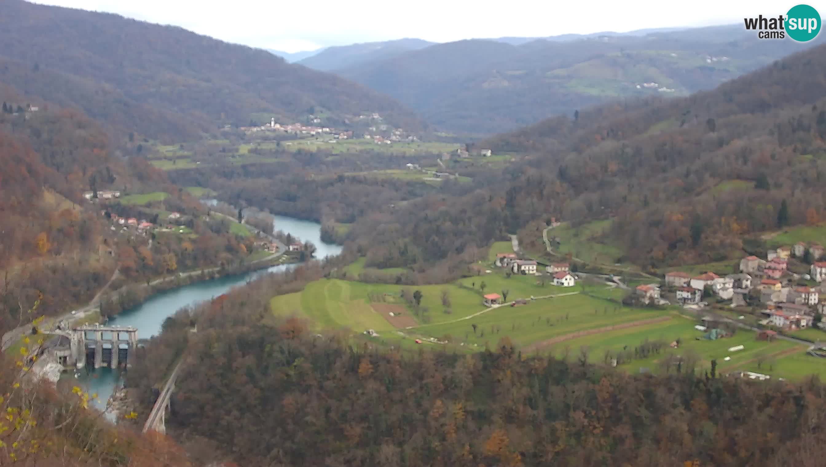 Live Webcam Kanal ob Soči – Vista sul fiume Isonzo, Ajba, Bodrež e Ročinj