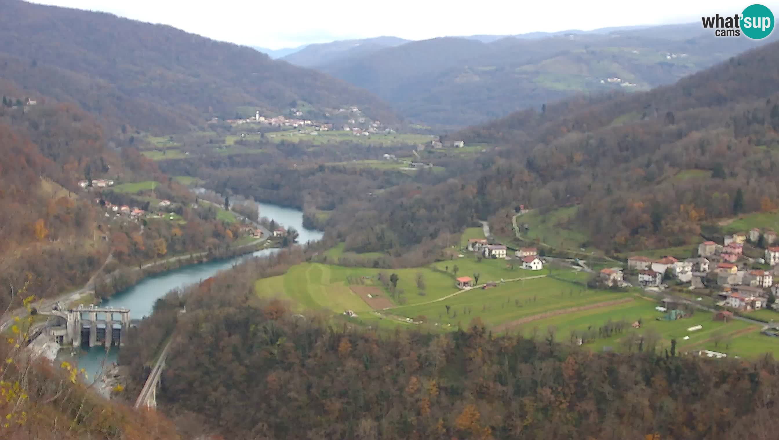 Live Webcam Kanal ob Soči – Vista sul fiume Isonzo, Ajba, Bodrež e Ročinj