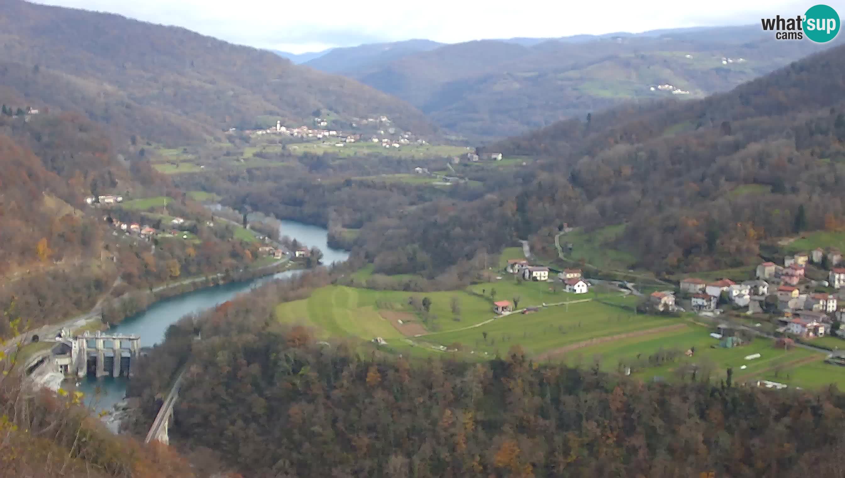 Live Webcam Kanal ob Soči – Blick auf den Fluss Soča, Ajba, Bodrež und Ročinj