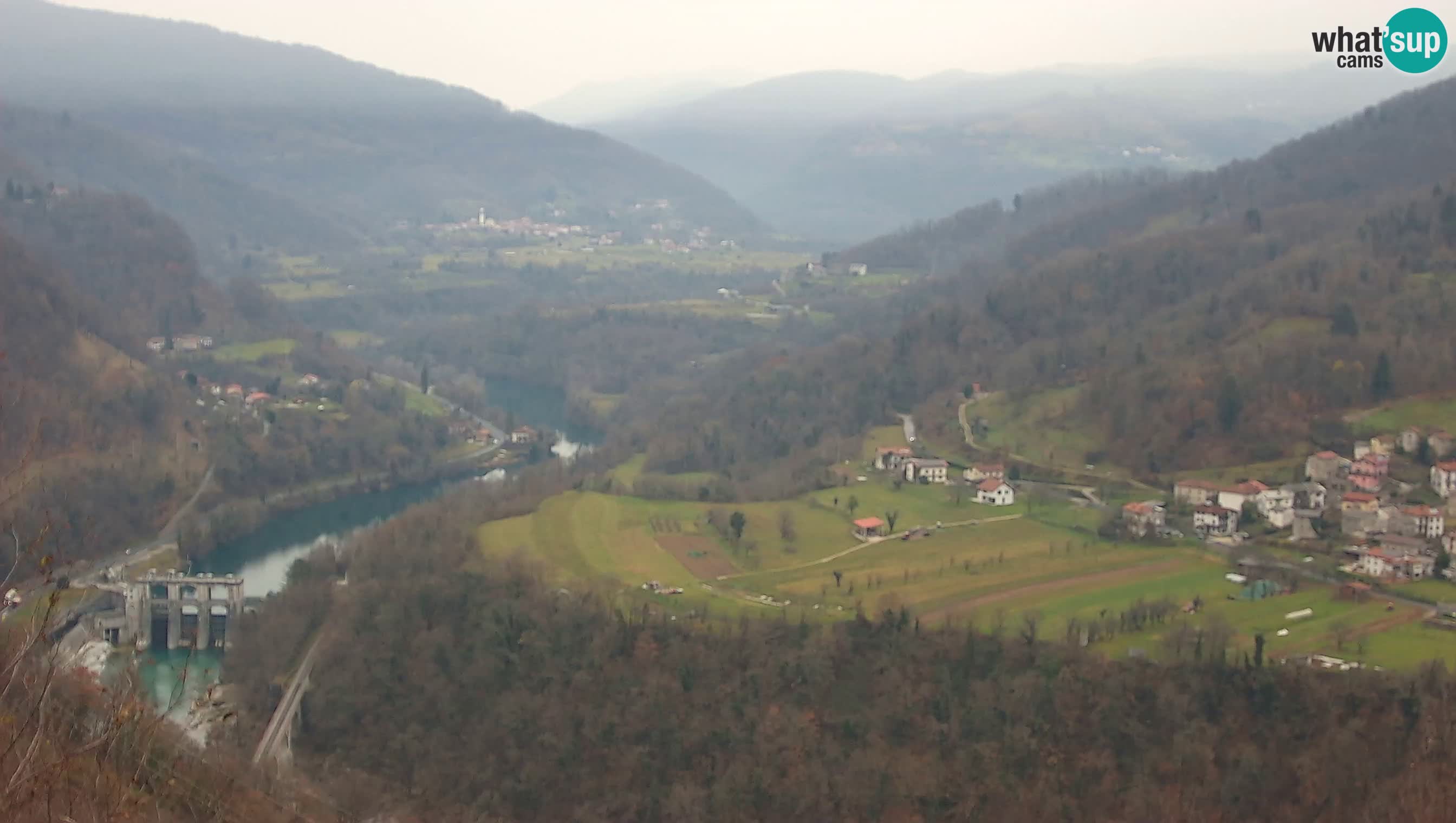 Live Webcam Kanal ob Soči – Blick auf den Fluss Soča, Ajba, Bodrež und Ročinj