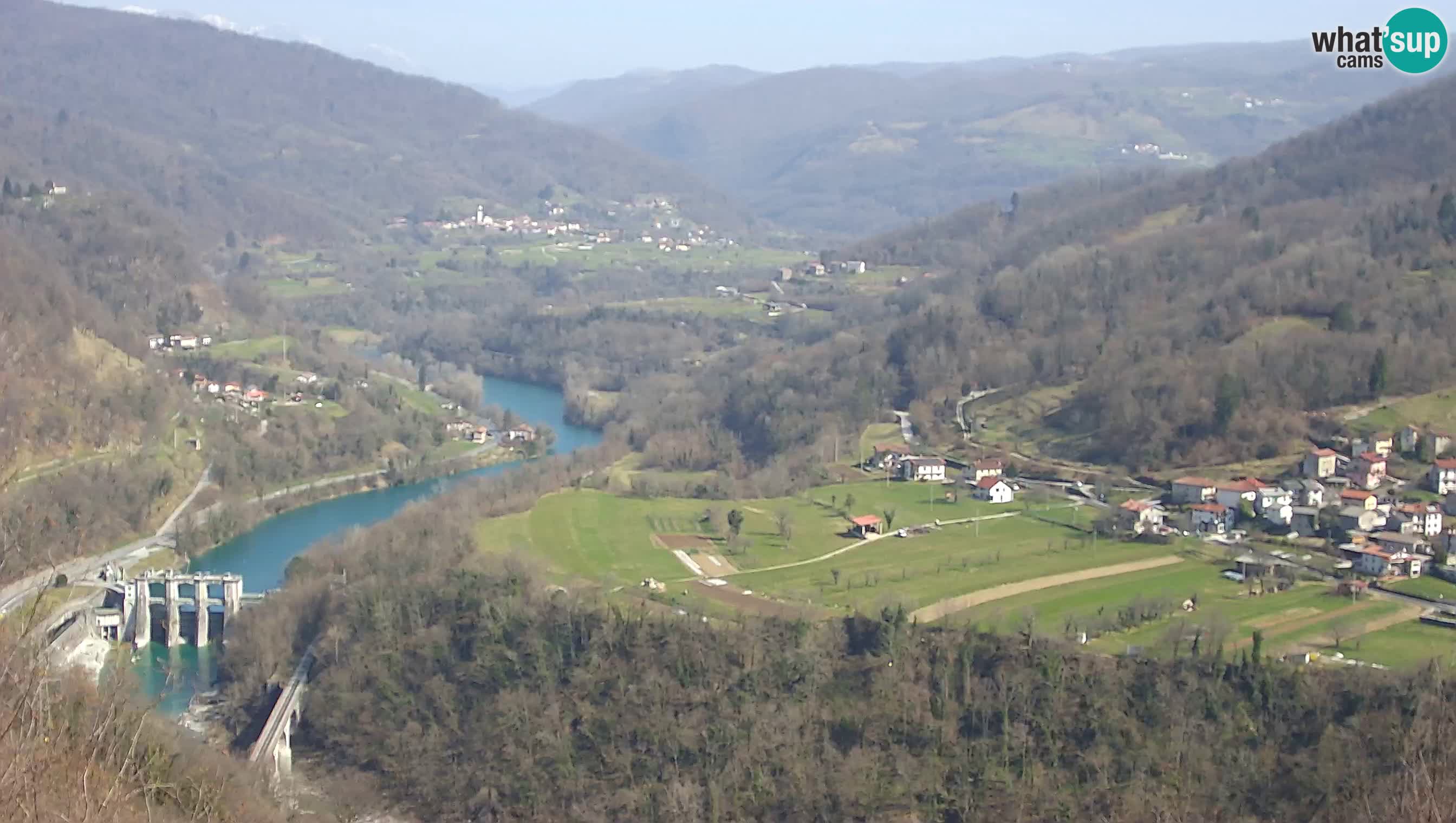 Live Webcam Kanal ob Soči – View to Soča river, Ajba, Bodrež and Ročinj