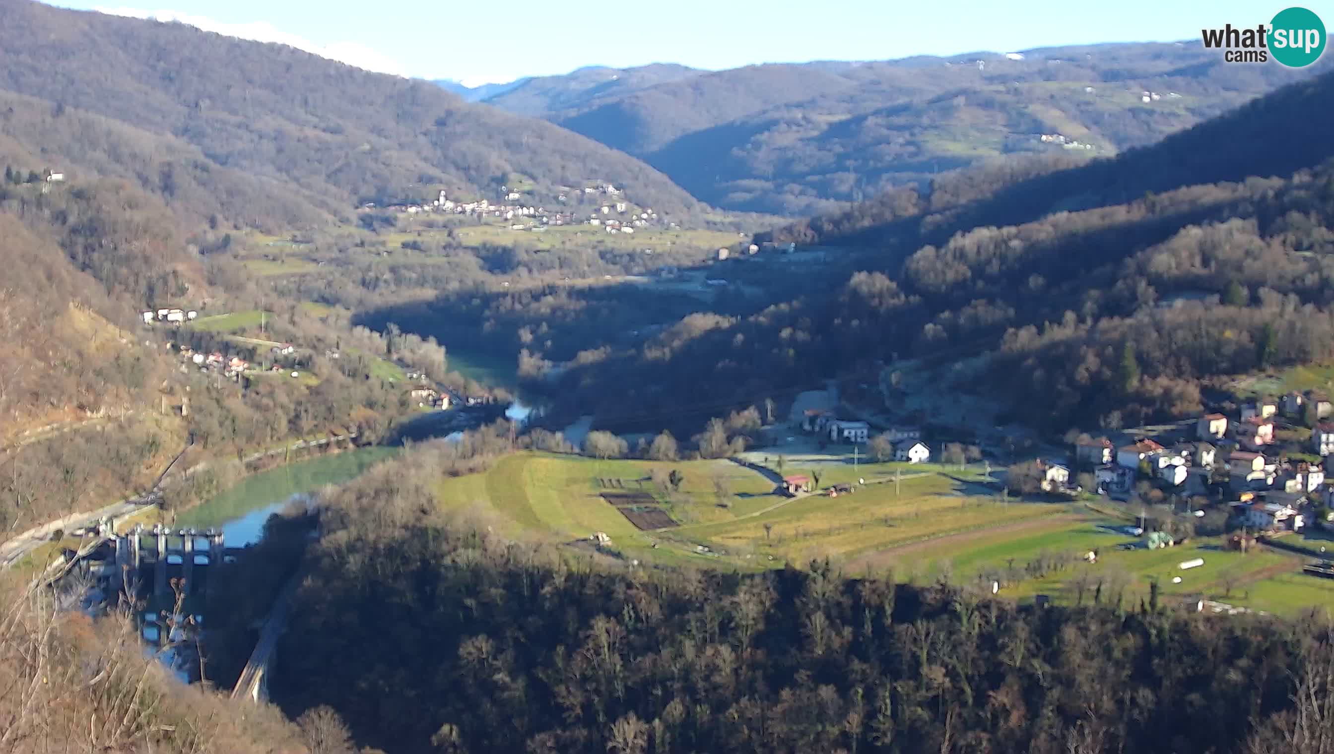 Live Webcam Kanal ob Soči – Blick auf den Fluss Soča, Ajba, Bodrež und Ročinj