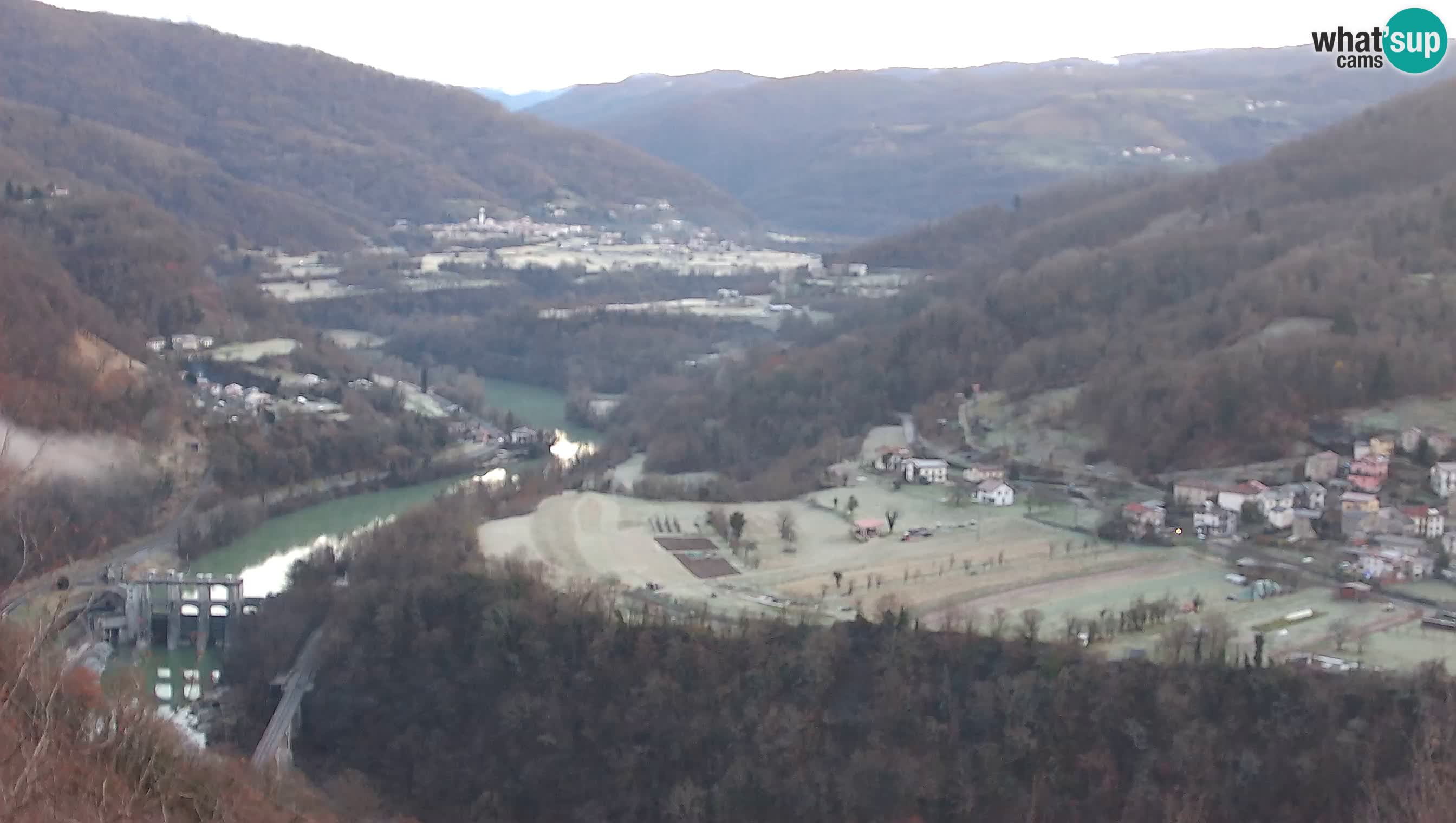 Live Webcam Kanal ob Soči – View to Soča river, Ajba, Bodrež and Ročinj