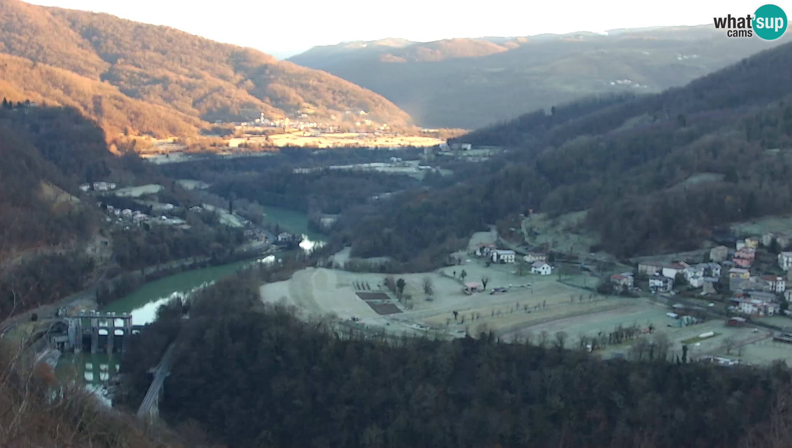 Live Webcam Kanal ob Soči – Blick auf den Fluss Soča, Ajba, Bodrež und Ročinj