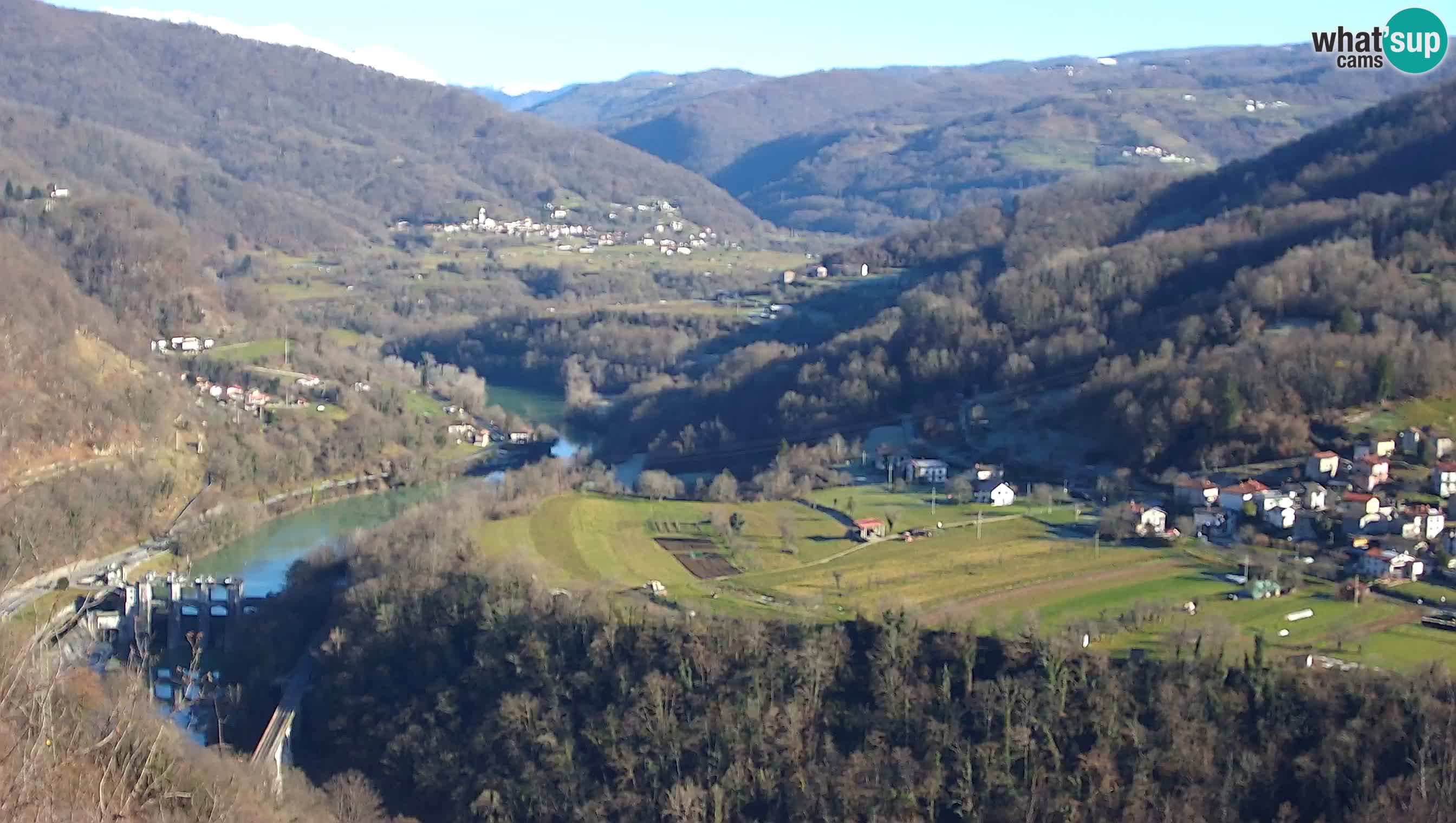 Live Webcam Kanal ob Soči – View to Soča river, Ajba, Bodrež and Ročinj