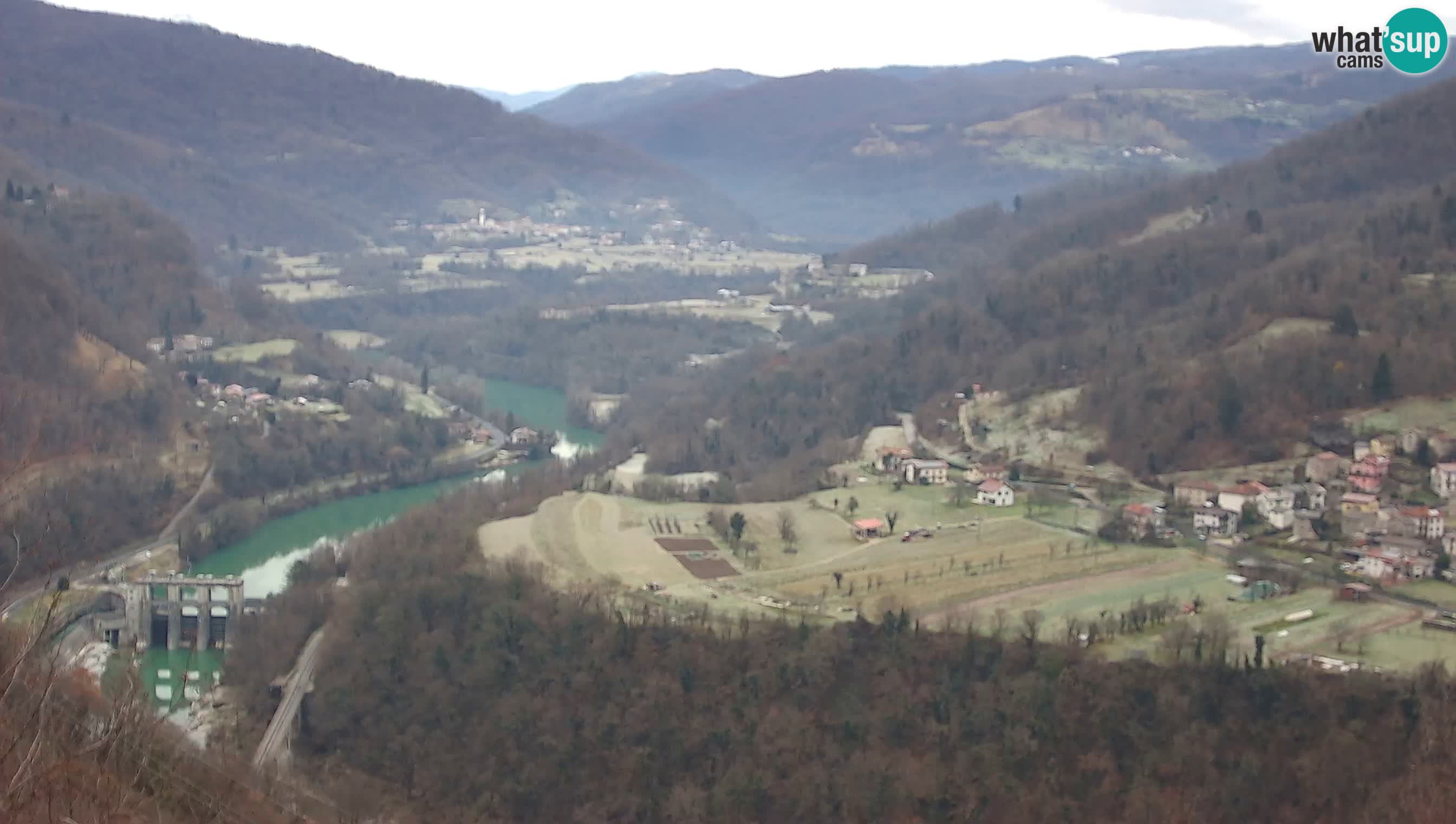 Live Webcam Kanal ob Soči – View to Soča river, Ajba, Bodrež and Ročinj