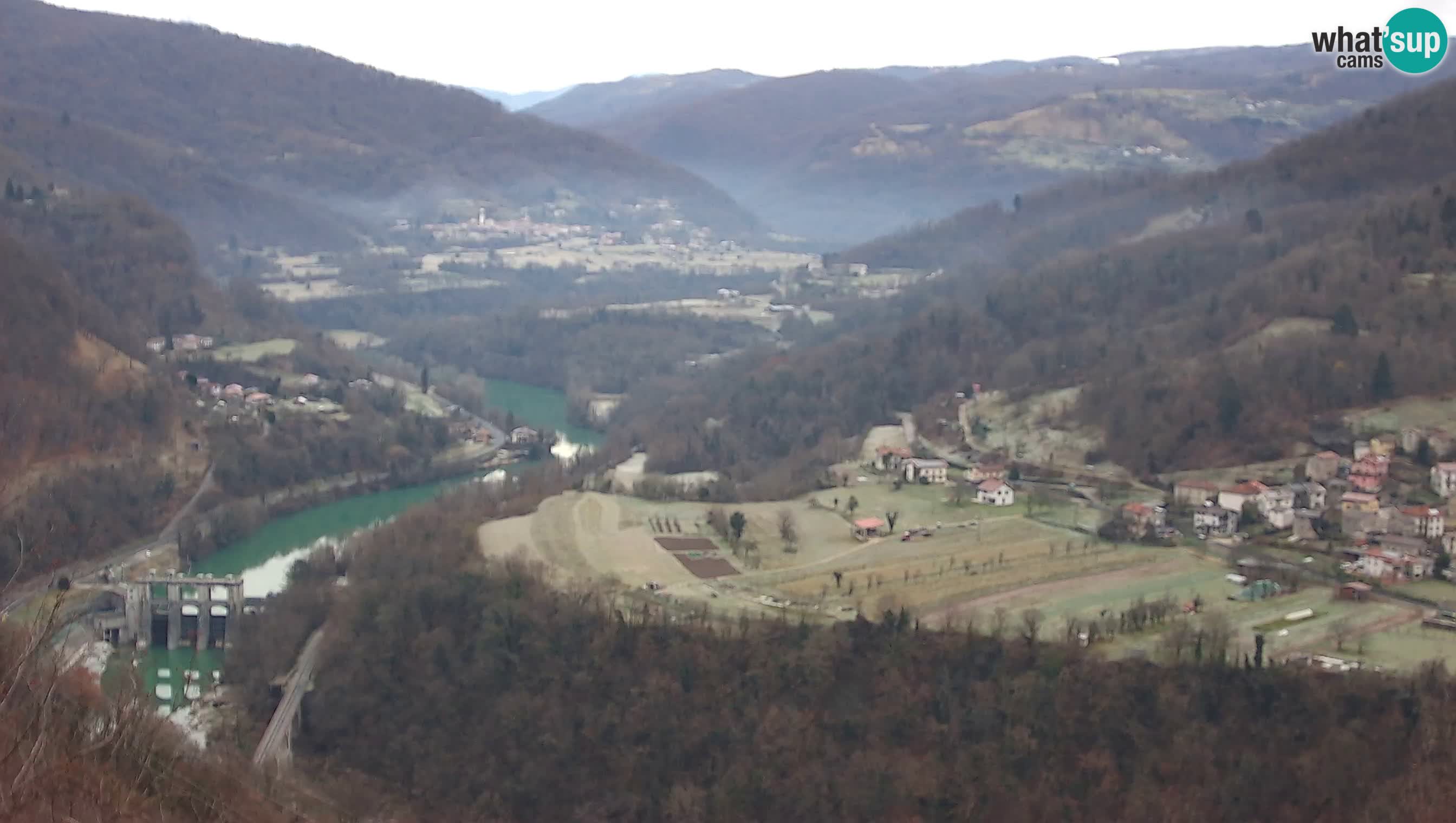 Live Webcam Kanal ob Soči – View to Soča river, Ajba, Bodrež and Ročinj