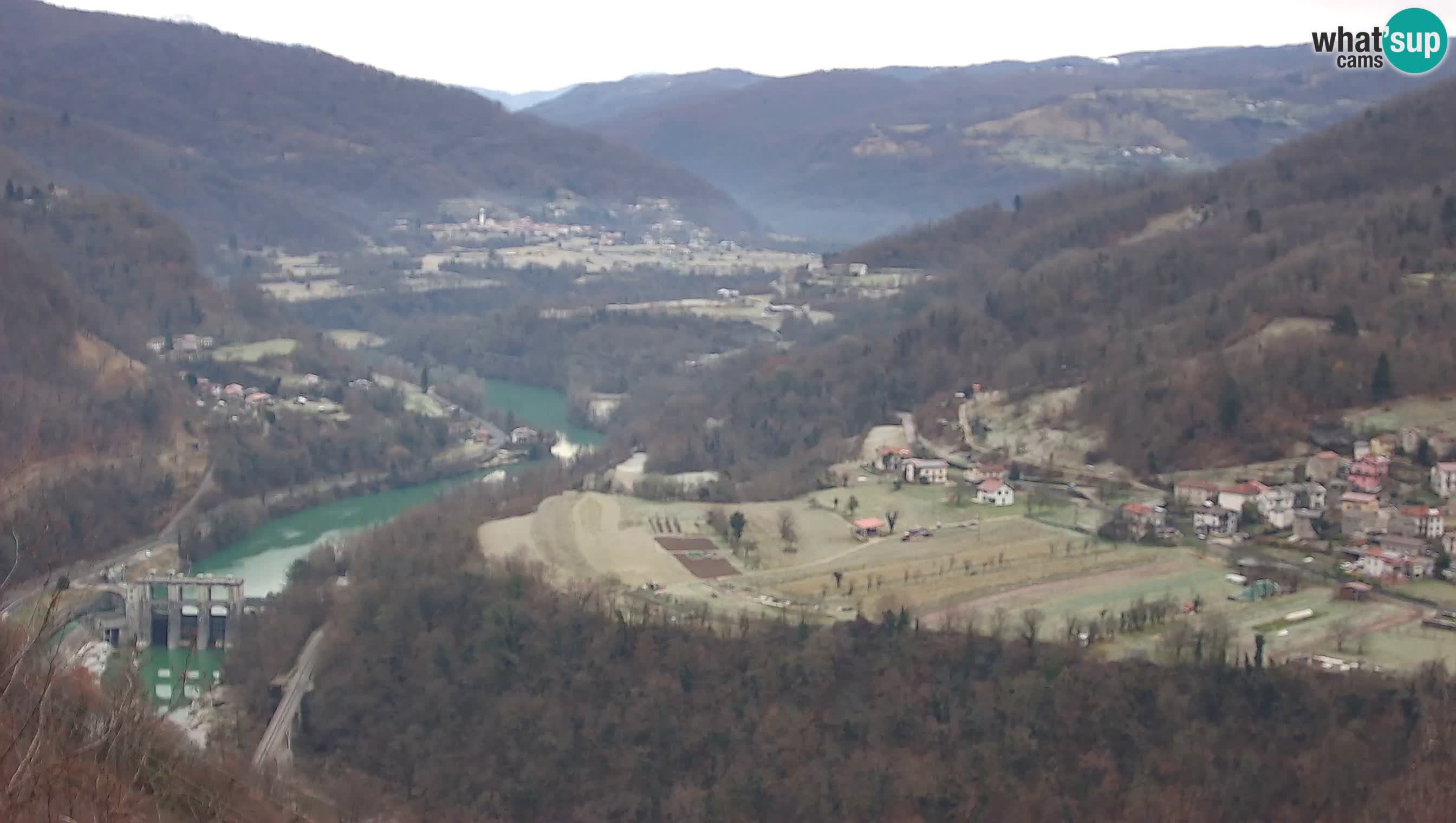 Live Webcam Kanal ob Soči – Blick auf den Fluss Soča, Ajba, Bodrež und Ročinj