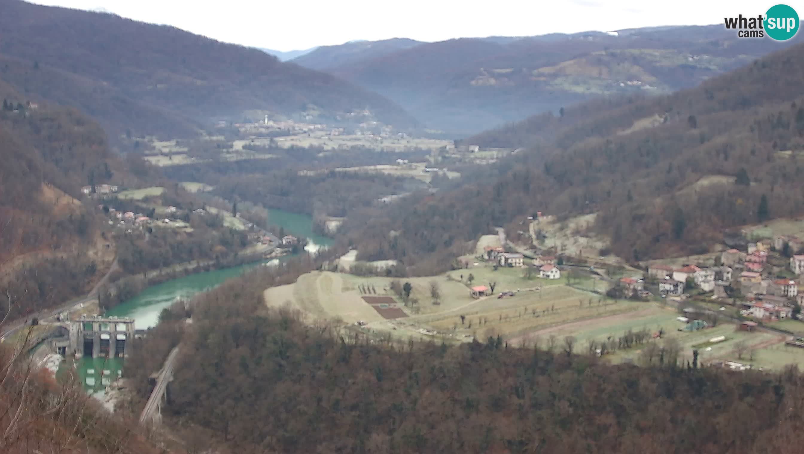 Live Webcam Kanal ob Soči – Blick auf den Fluss Soča, Ajba, Bodrež und Ročinj