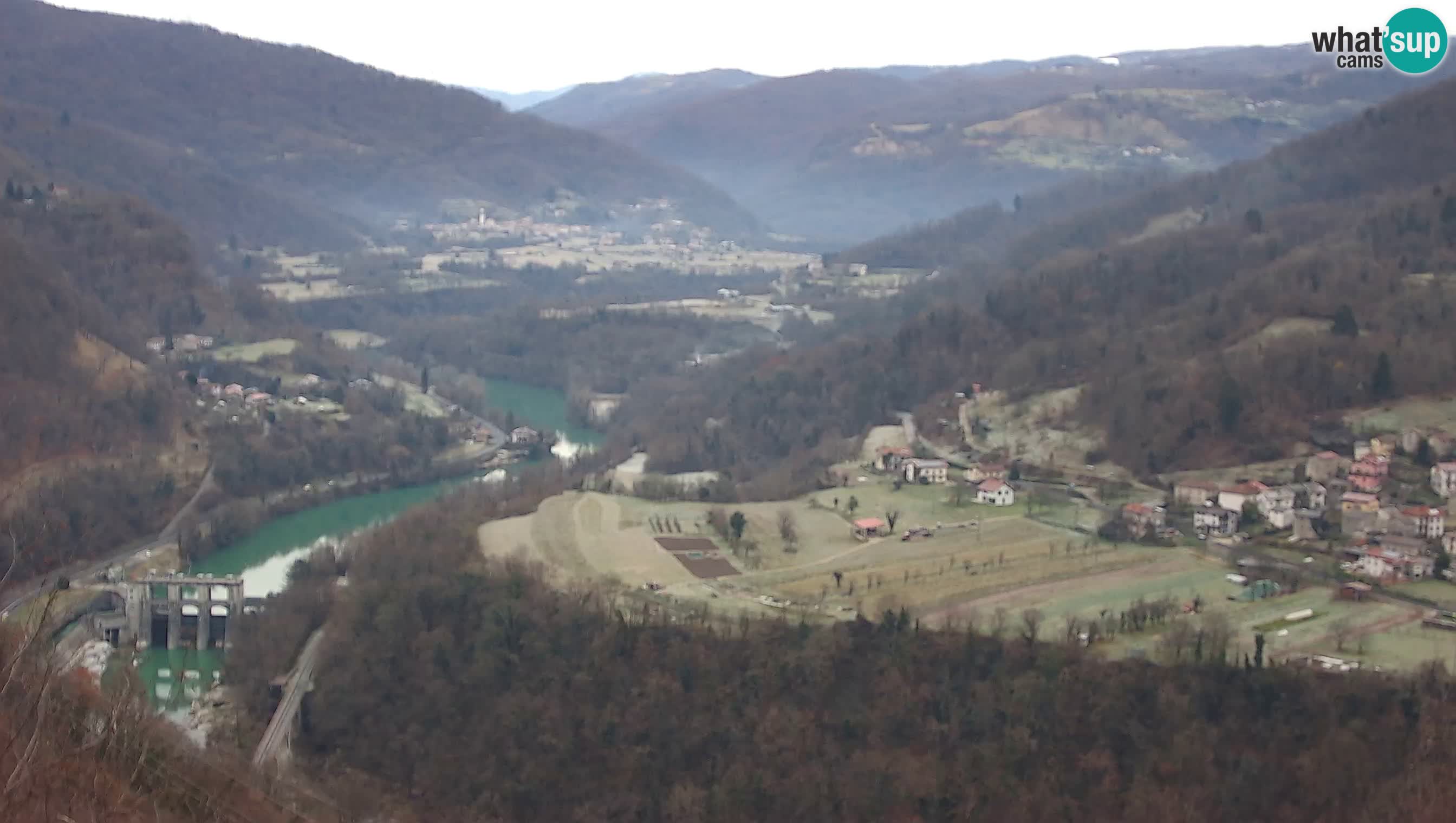 Live Webcam Kanal ob Soči – Blick auf den Fluss Soča, Ajba, Bodrež und Ročinj