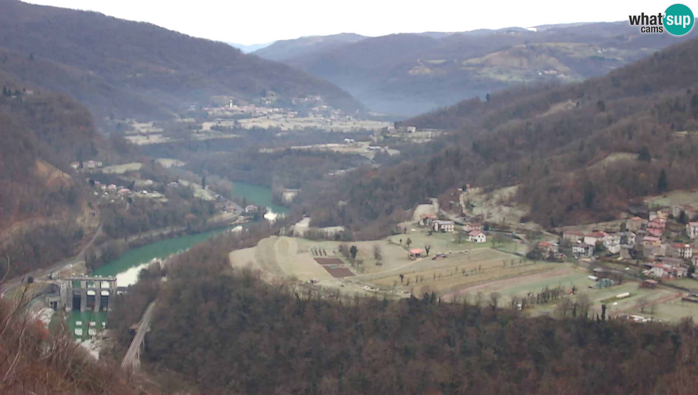 Live Webcam Kanal ob Soči – View to Soča river, Ajba, Bodrež and Ročinj