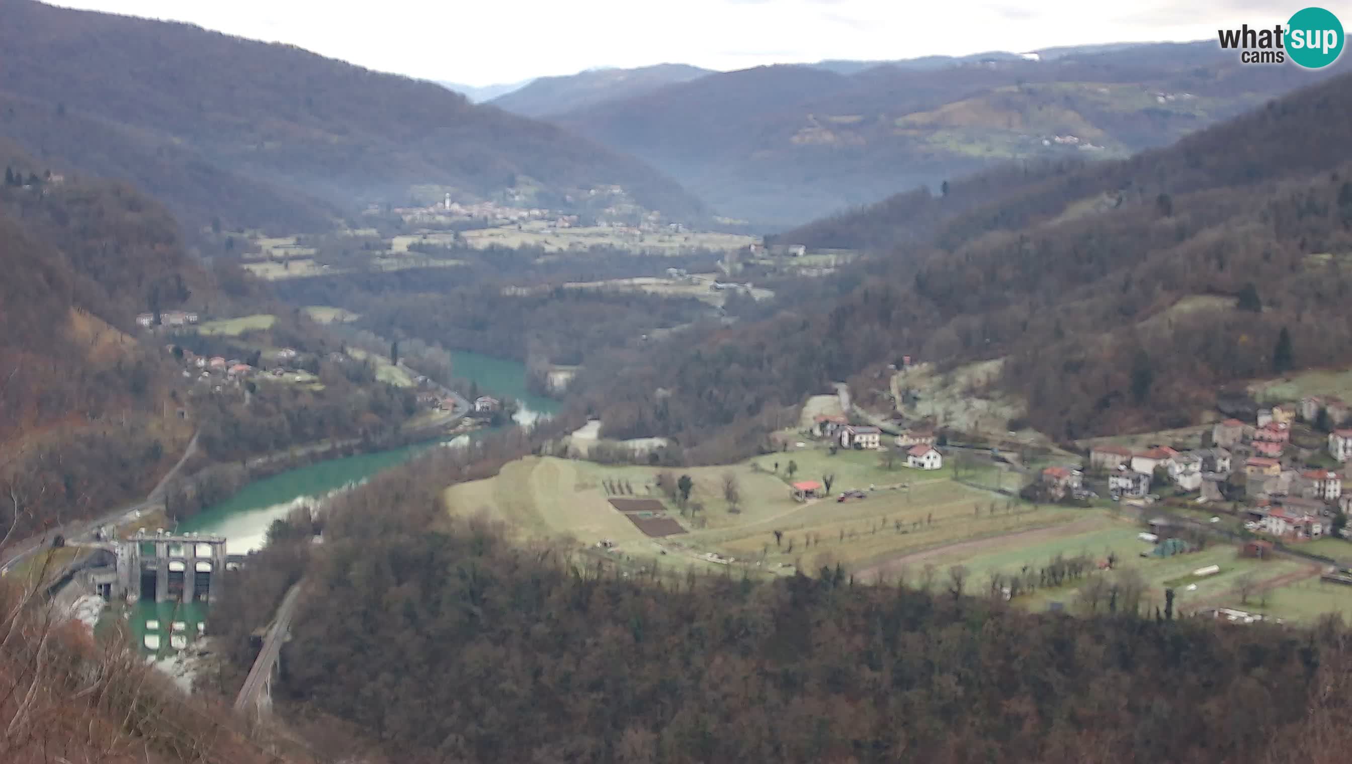 Live Webcam Kanal ob Soči – Blick auf den Fluss Soča, Ajba, Bodrež und Ročinj