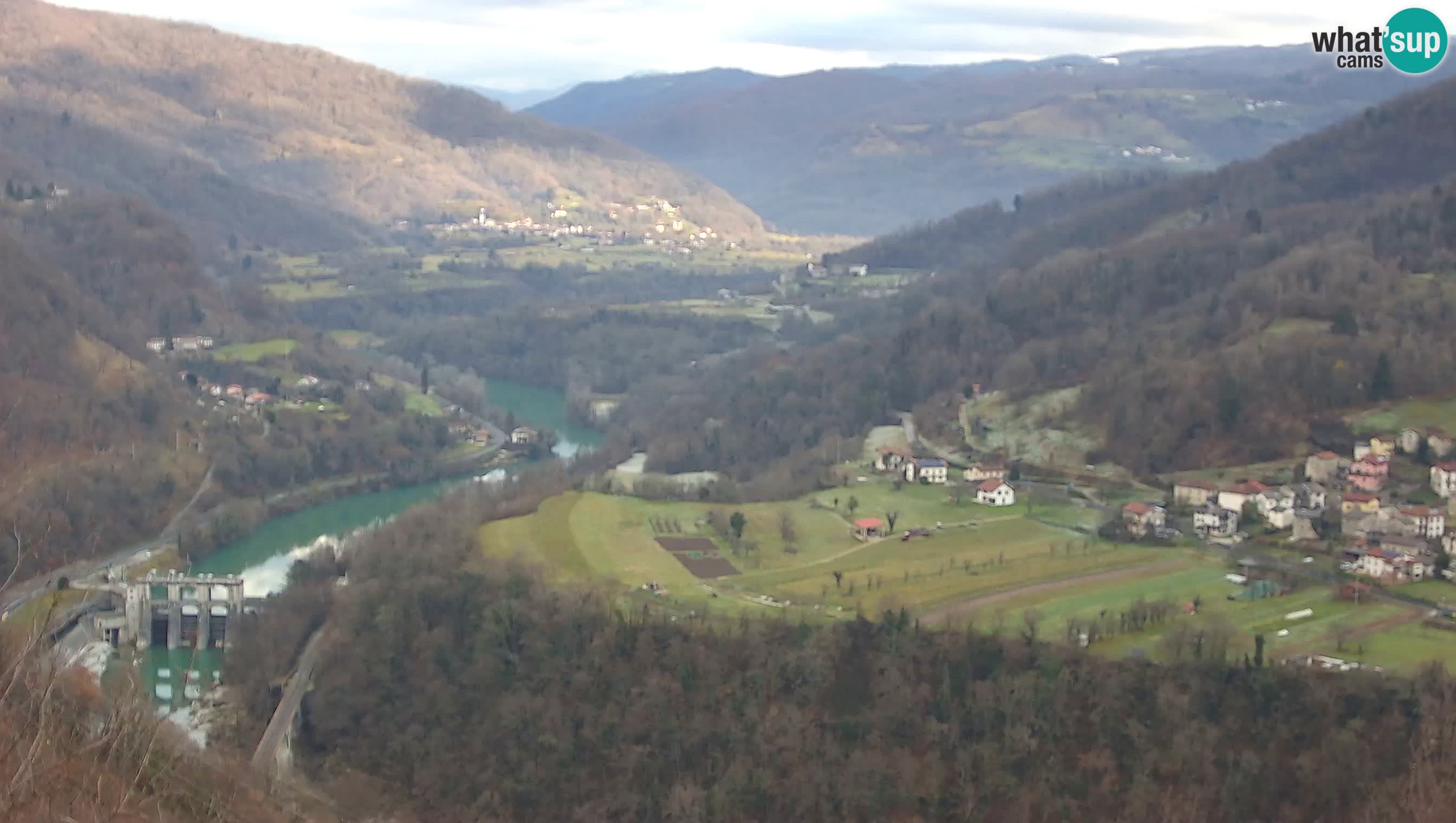 Live Webcam Kanal ob Soči – Blick auf den Fluss Soča, Ajba, Bodrež und Ročinj