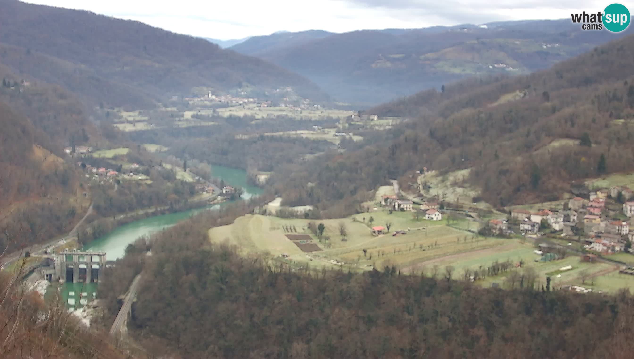 Live Webcam Kanal ob Soči – Blick auf den Fluss Soča, Ajba, Bodrež und Ročinj