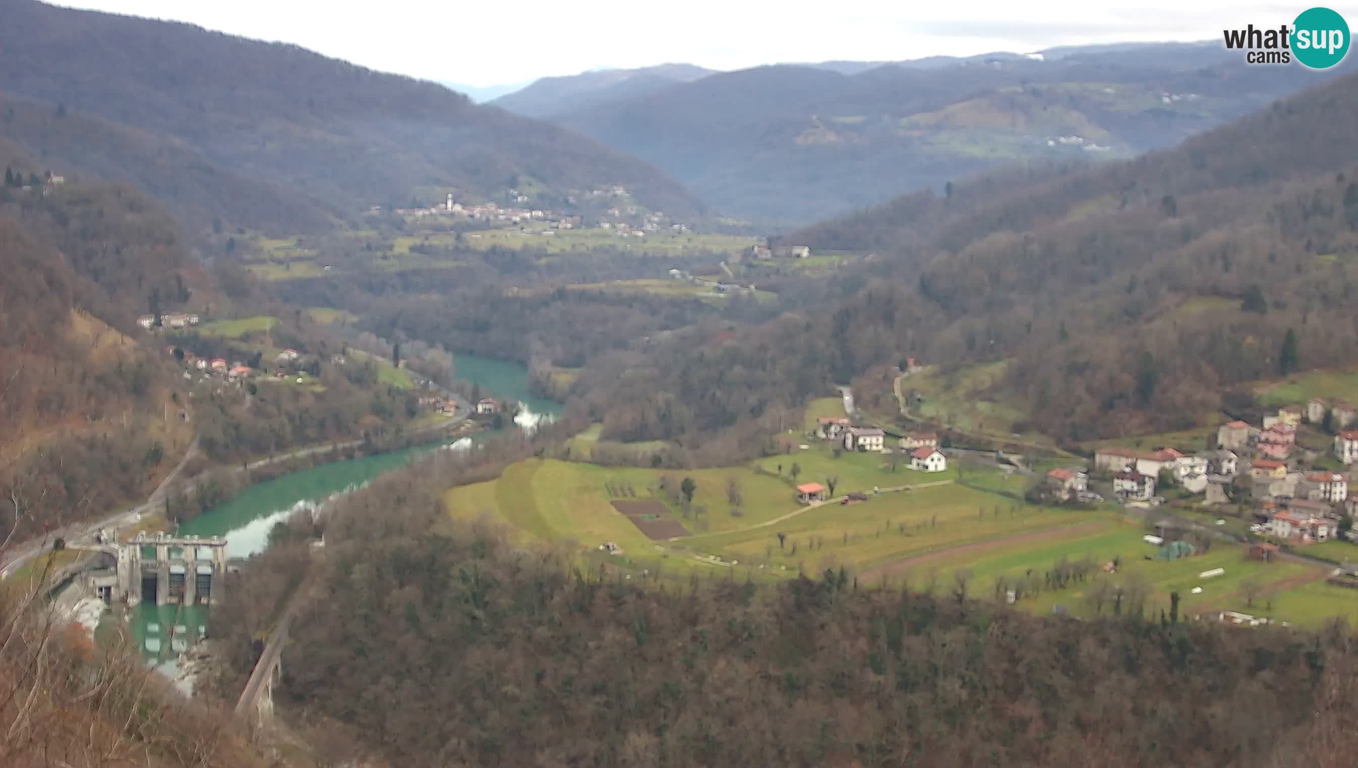 Live Webcam Kanal ob Soči – Vista sul fiume Isonzo, Ajba, Bodrež e Ročinj