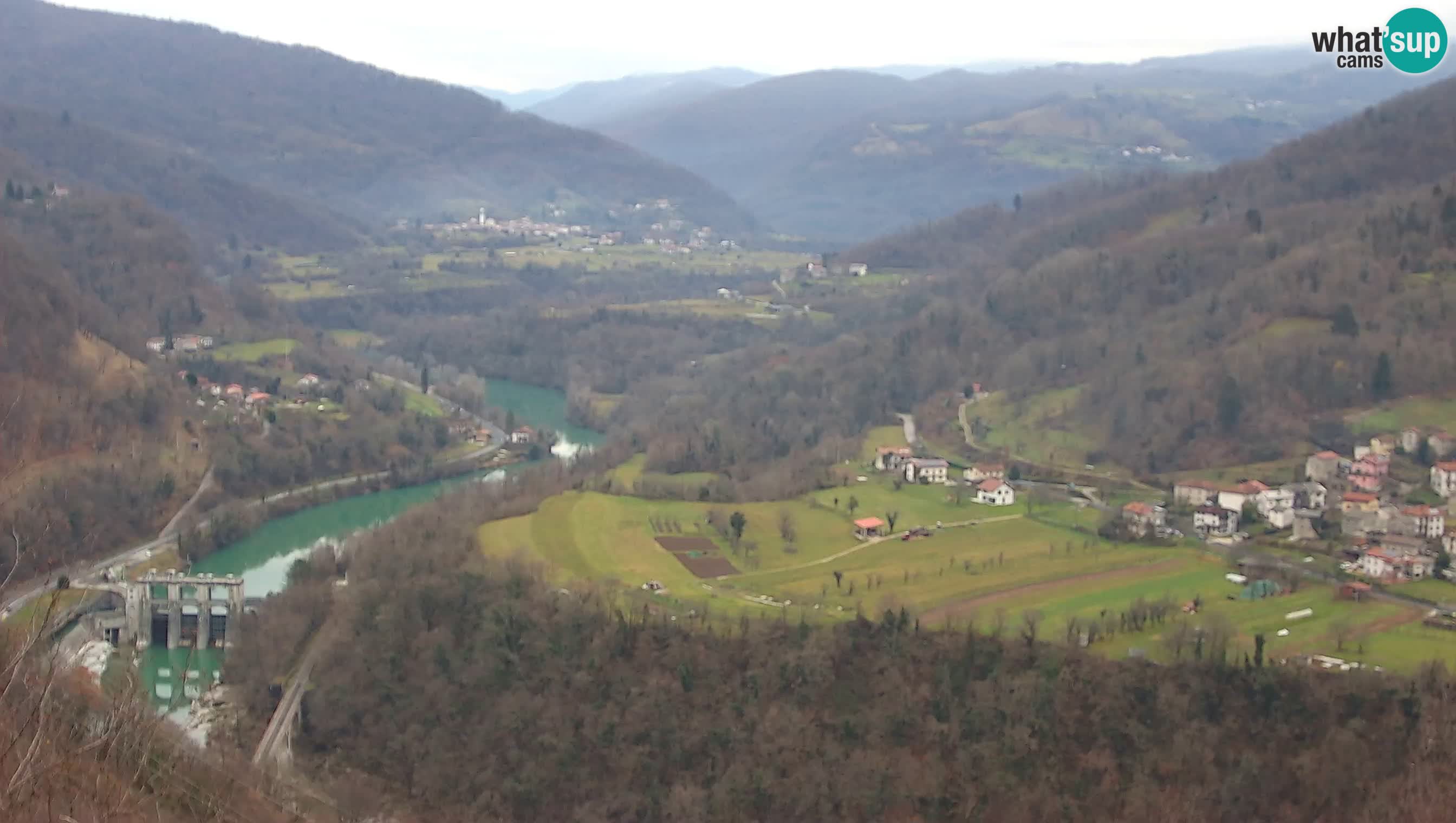 Live Webcam Kanal ob Soči – View to Soča river, Ajba, Bodrež and Ročinj