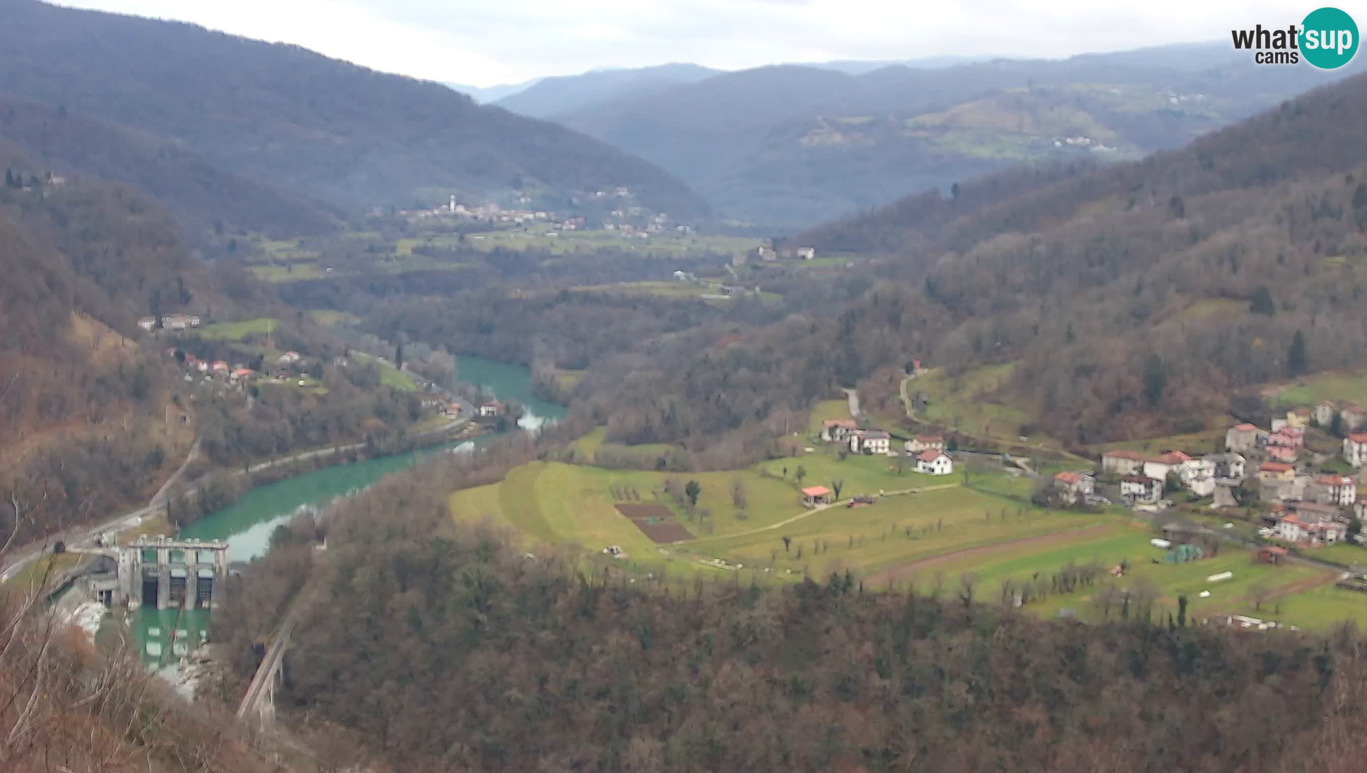 Live Webcam Kanal ob Soči – Vista sul fiume Isonzo, Ajba, Bodrež e Ročinj