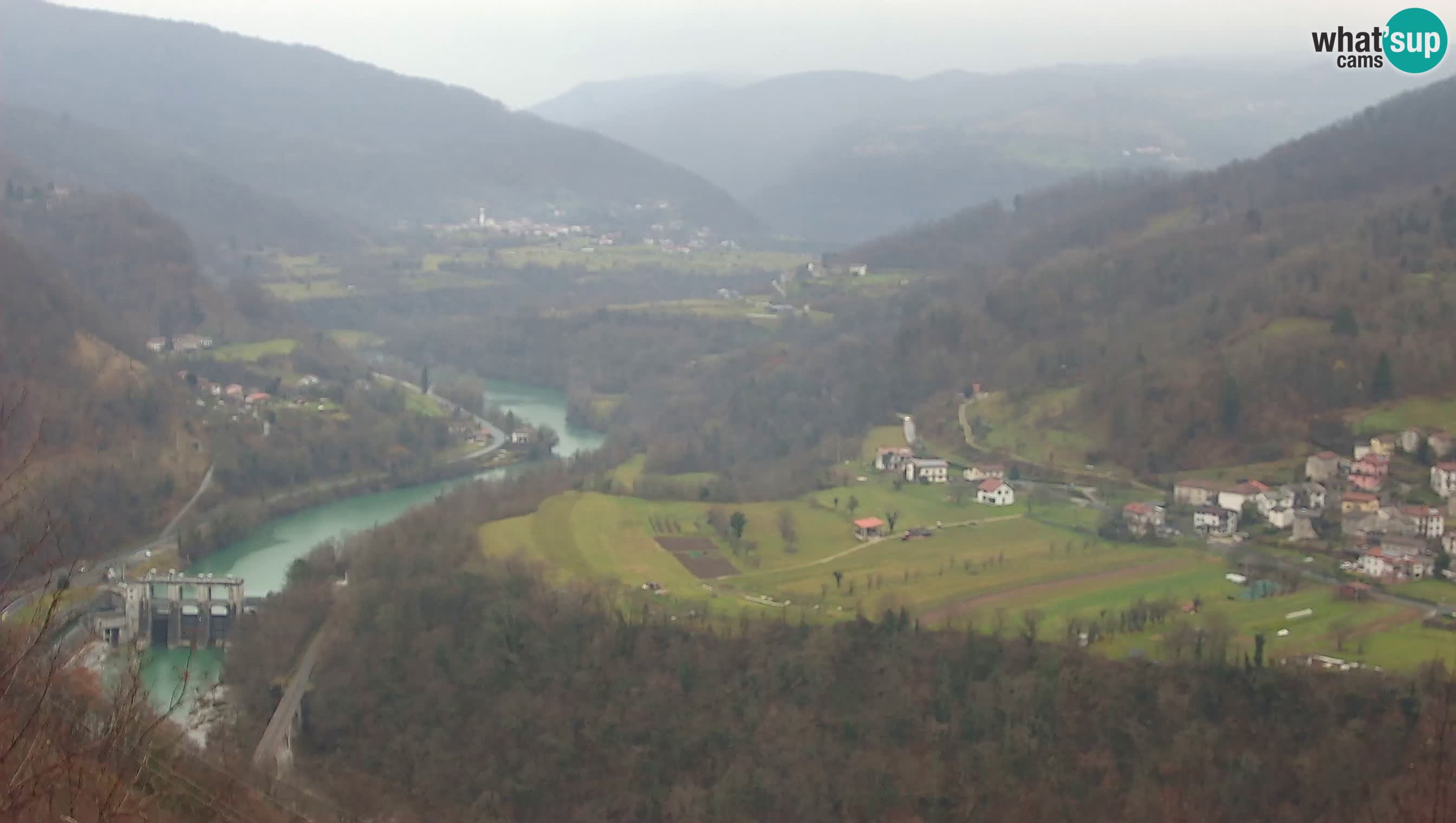 Live Webcam Kanal ob Soči – Blick auf den Fluss Soča, Ajba, Bodrež und Ročinj