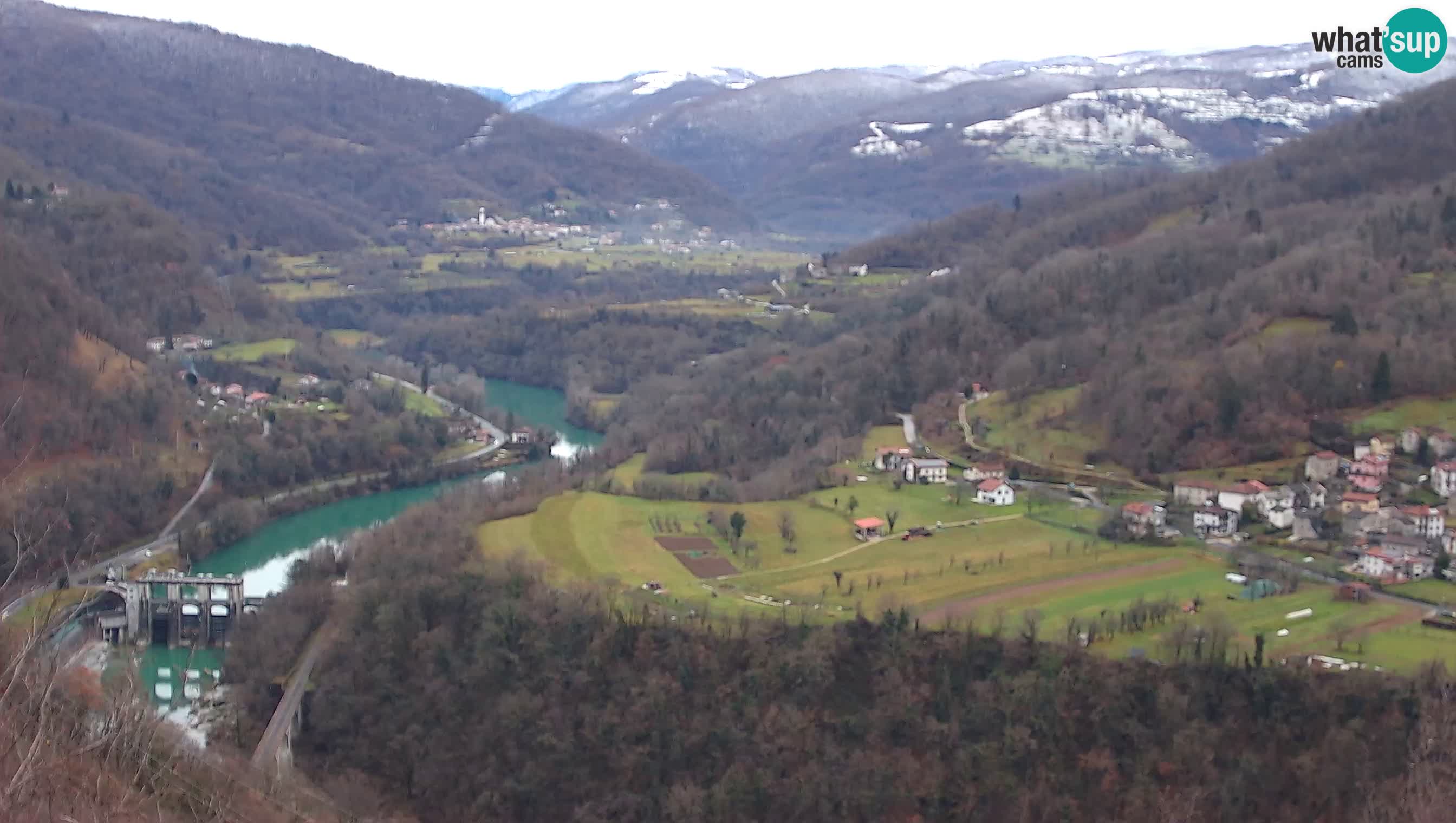 Live Webcam Kanal ob Soči – View to Soča river, Ajba, Bodrež and Ročinj