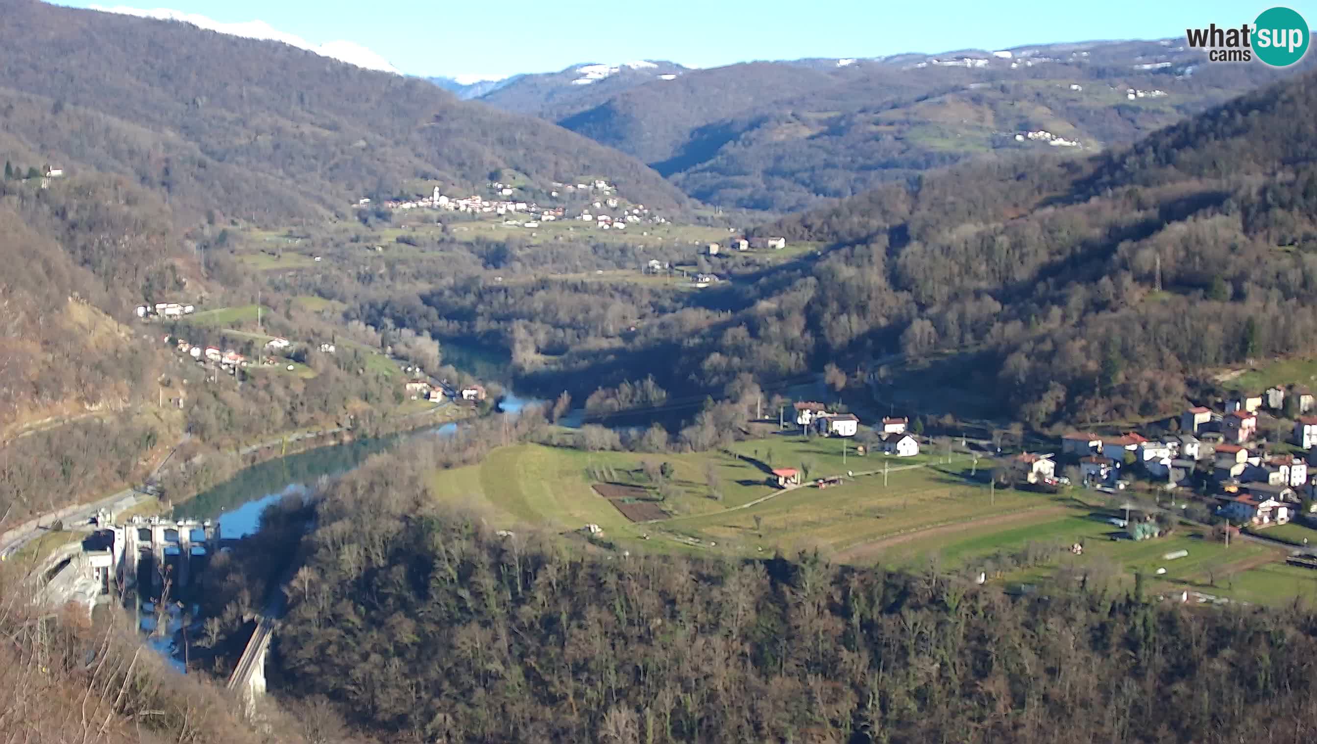 Live Webcam Kanal ob Soči – Blick auf den Fluss Soča, Ajba, Bodrež und Ročinj