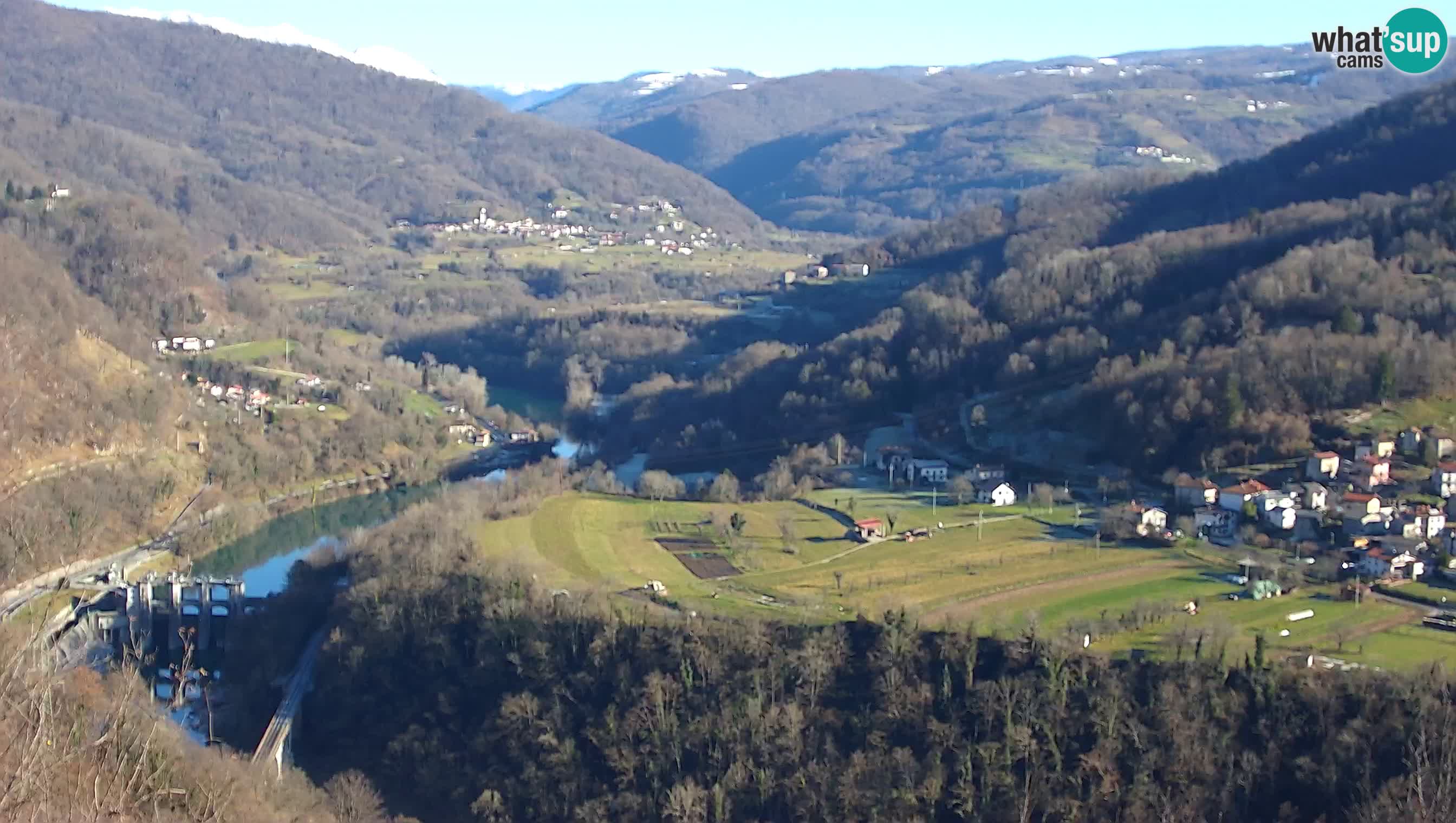 Live Webcam Kanal ob Soči – Blick auf den Fluss Soča, Ajba, Bodrež und Ročinj