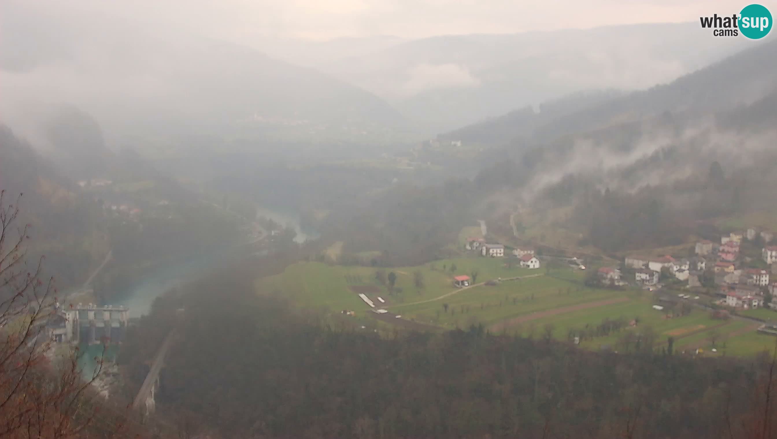 Live Webcam Kanal ob Soči – View to Soča river, Ajba, Bodrež and Ročinj