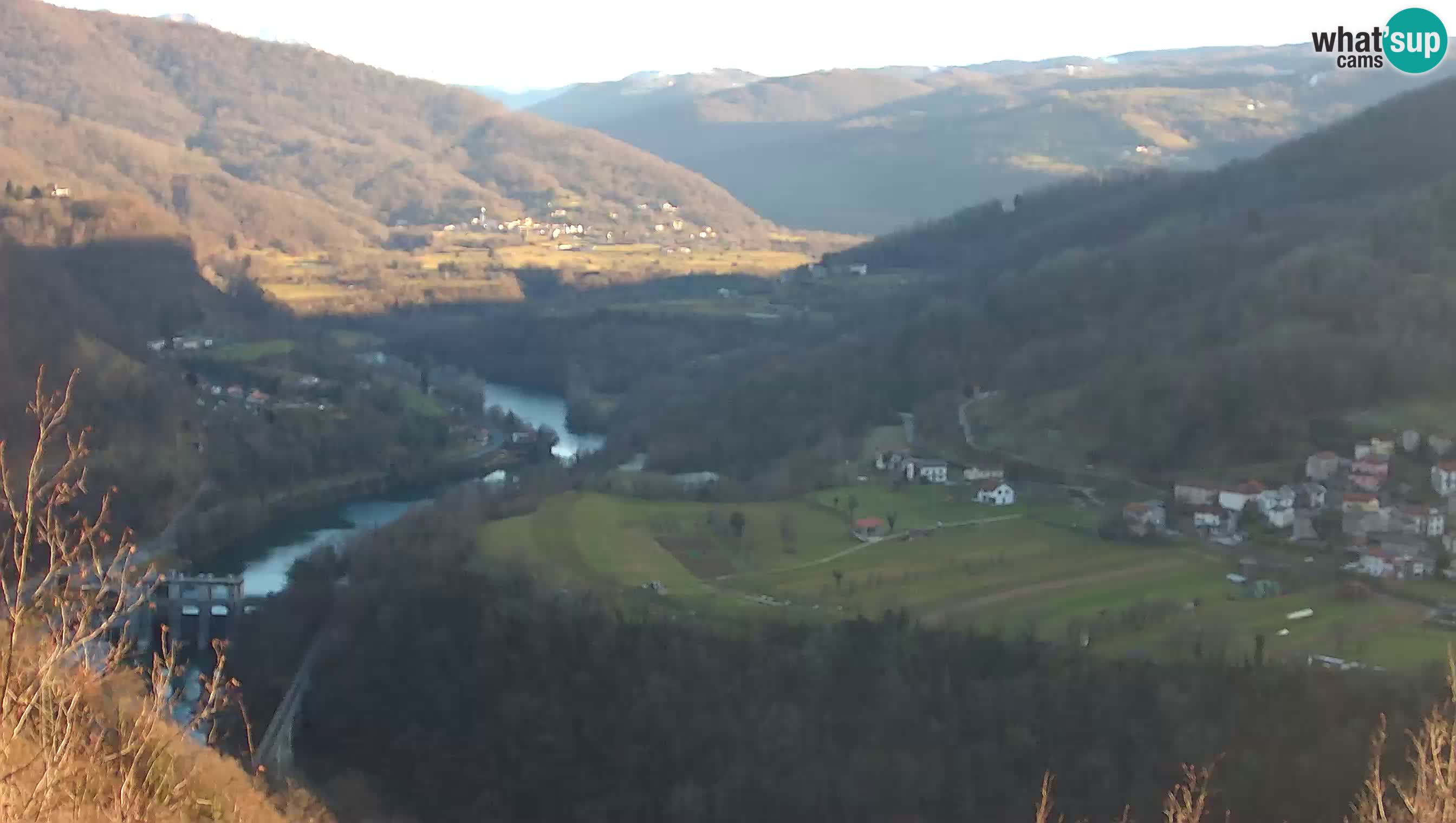 Live Webcam Kanal ob Soči – View to Soča river, Ajba, Bodrež and Ročinj