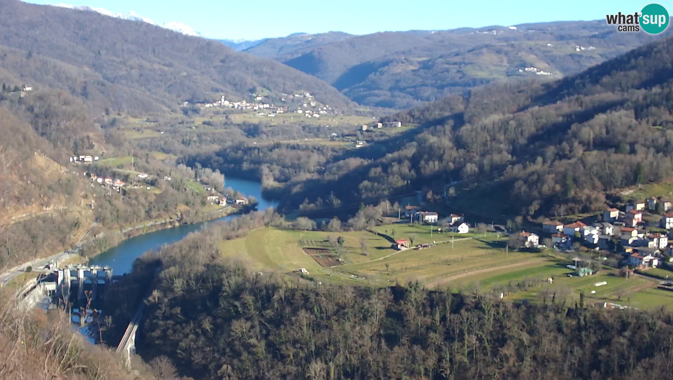 Live Webcam Kanal ob Soči – Blick auf den Fluss Soča, Ajba, Bodrež und Ročinj