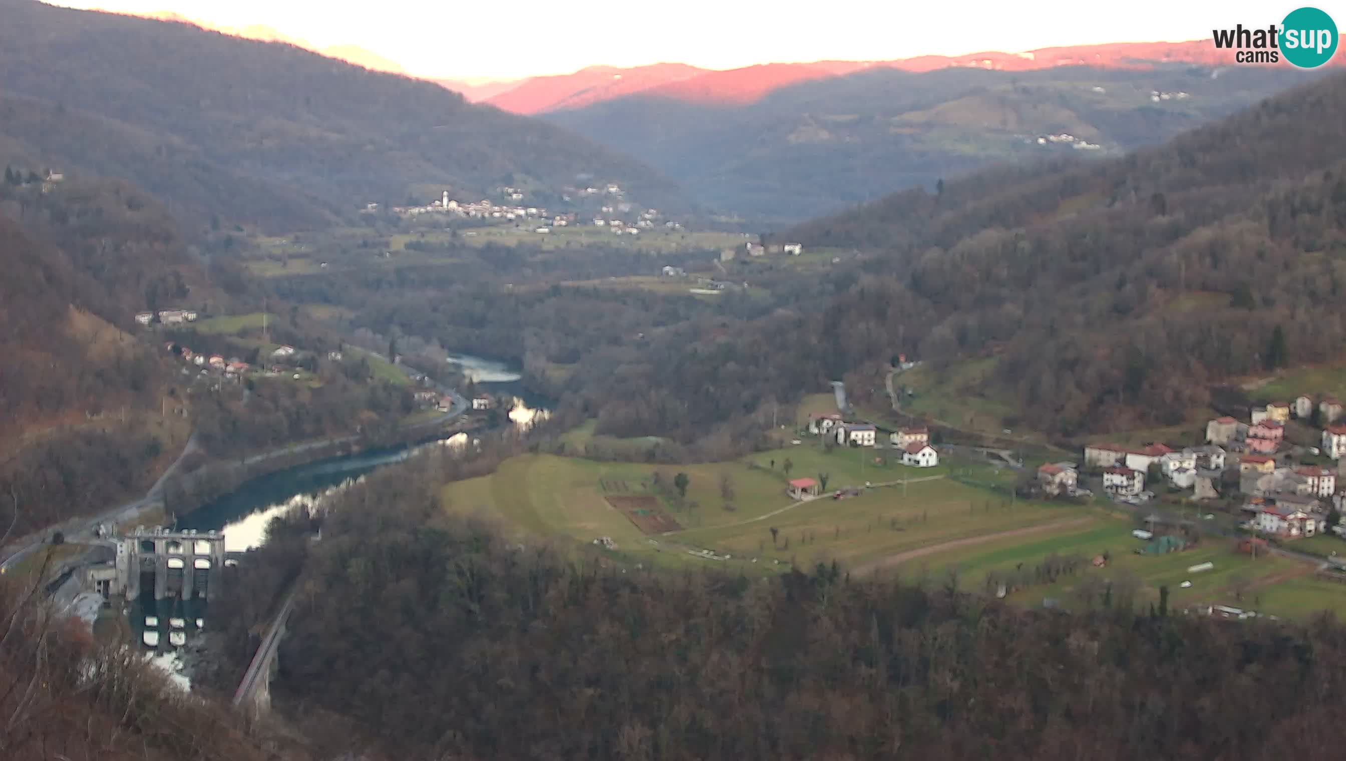 Live Webcam Kanal ob Soči – Vista sul fiume Isonzo, Ajba, Bodrež e Ročinj