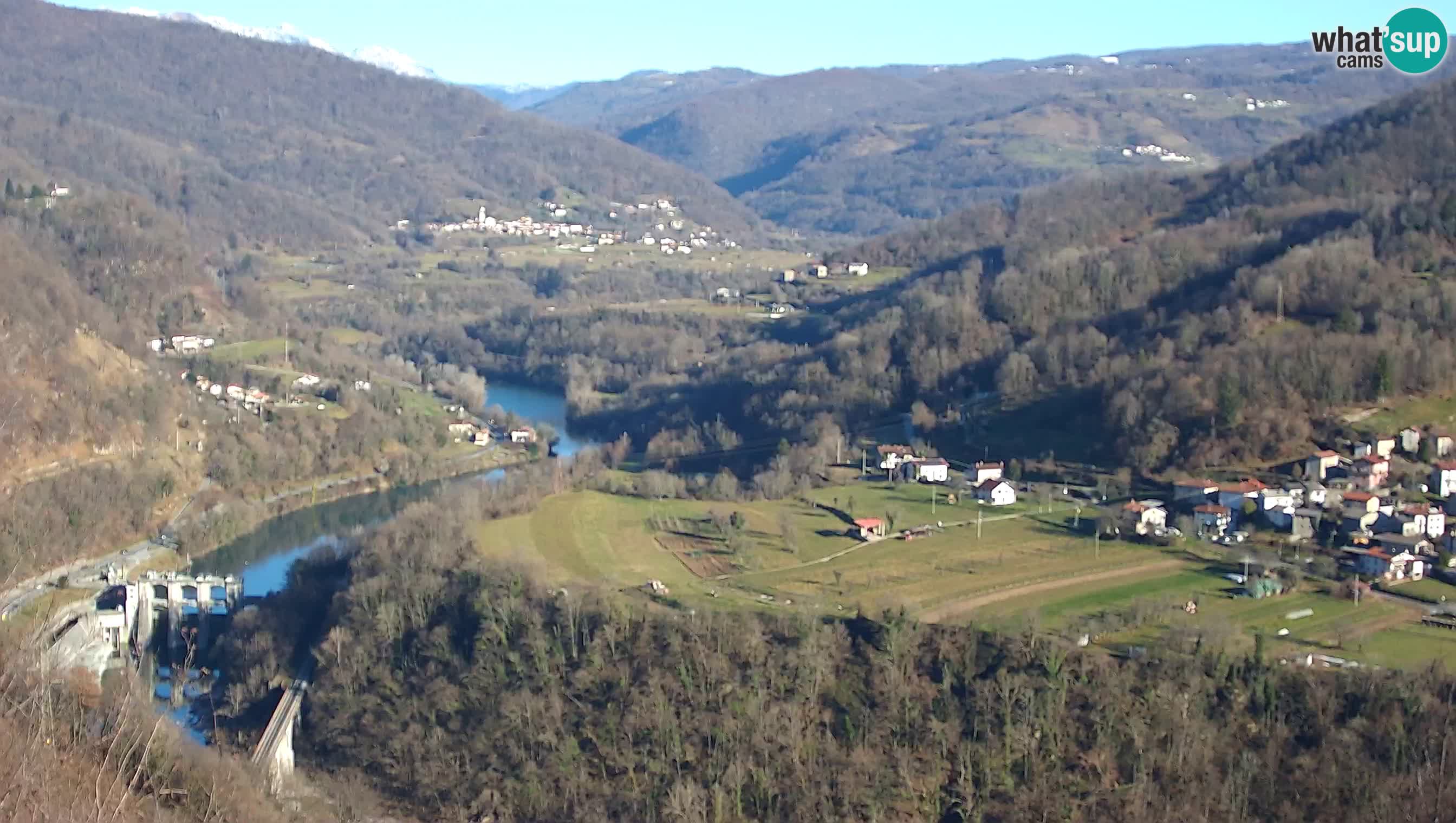 Live Webcam Kanal ob Soči – View to Soča river, Ajba, Bodrež and Ročinj