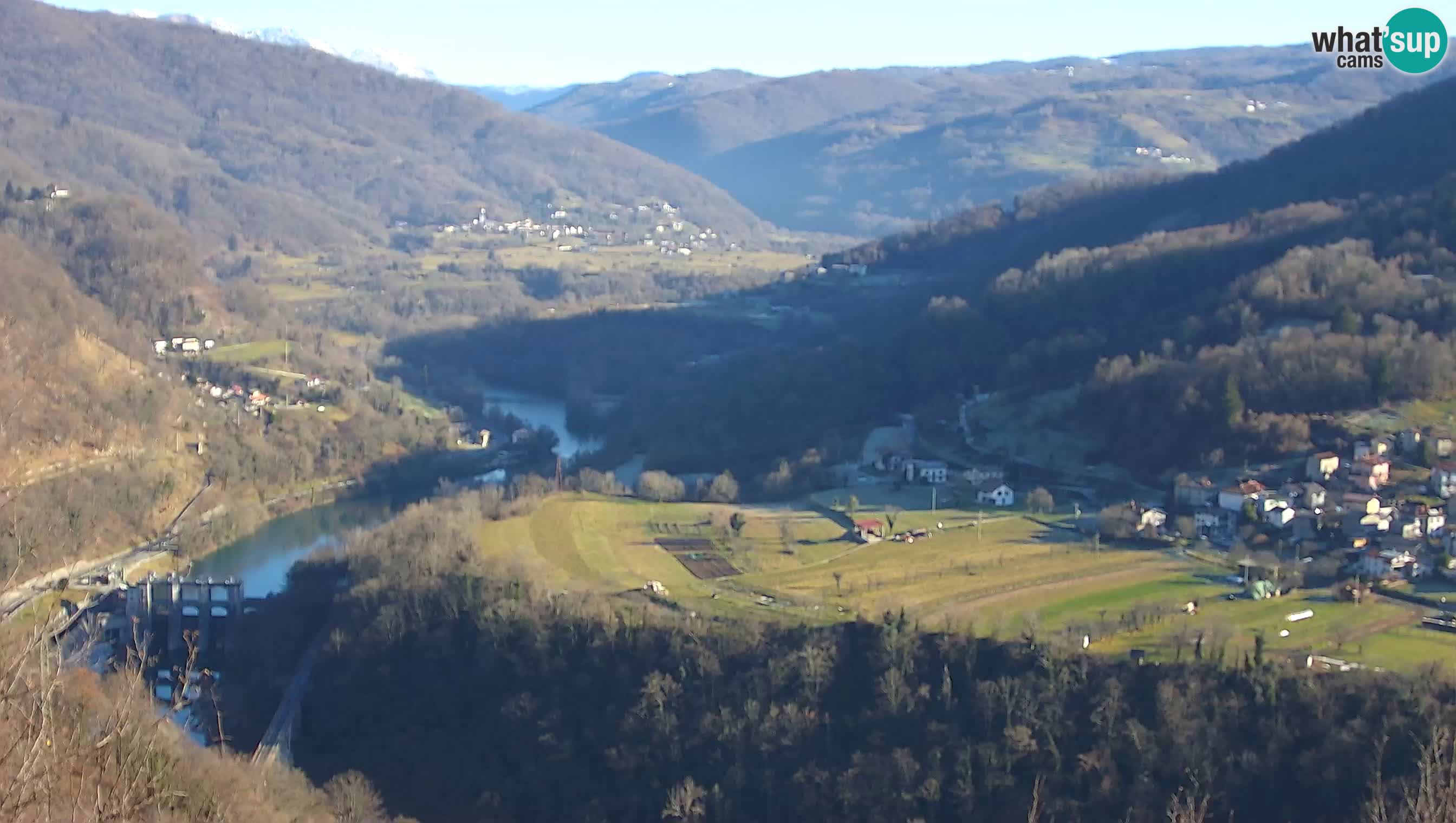 Live Webcam Kanal ob Soči – View to Soča river, Ajba, Bodrež and Ročinj