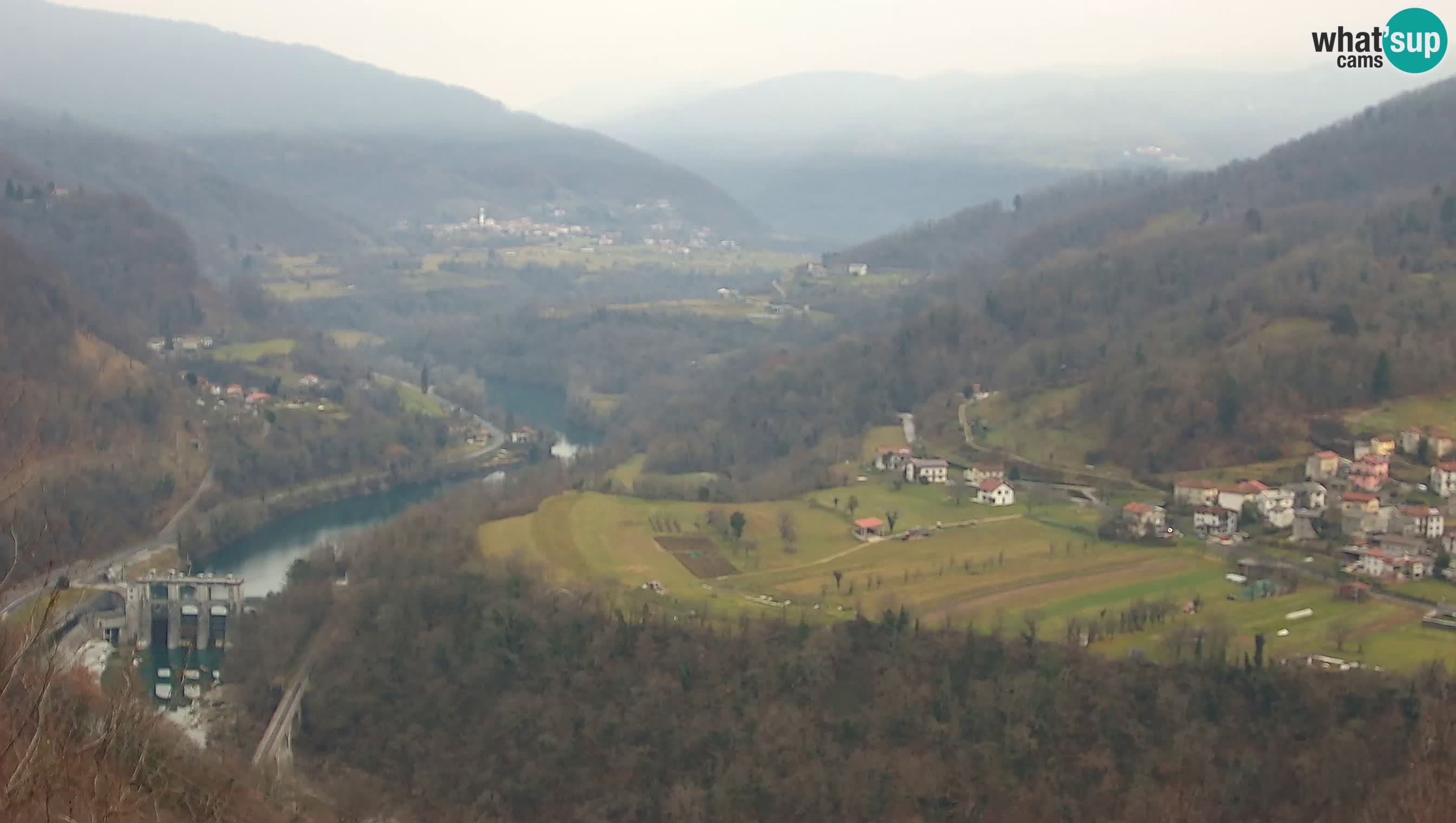 Live Webcam Kanal ob Soči – View to Soča river, Ajba, Bodrež and Ročinj