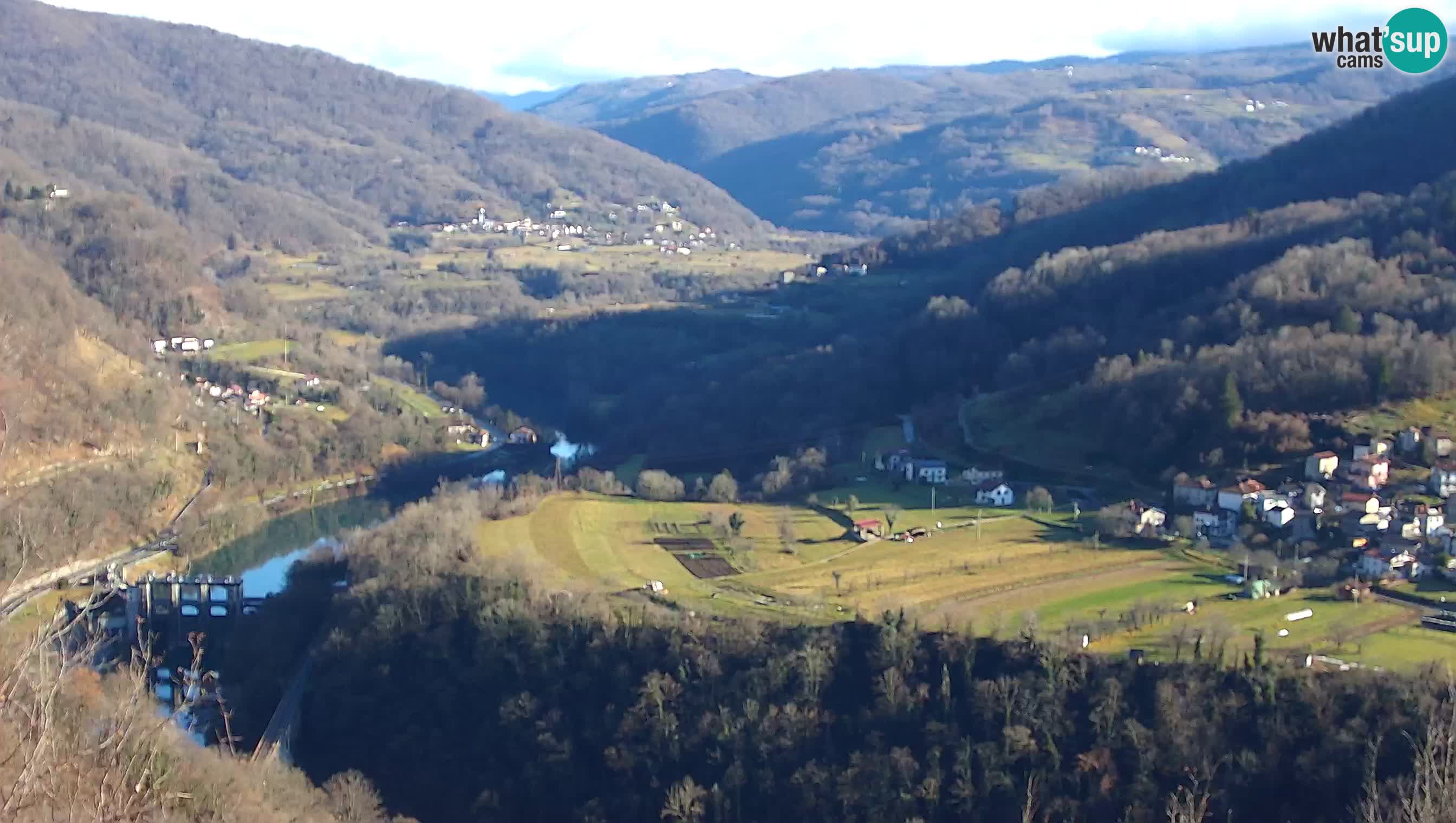 Live Webcam Kanal ob Soči – View to Soča river, Ajba, Bodrež and Ročinj