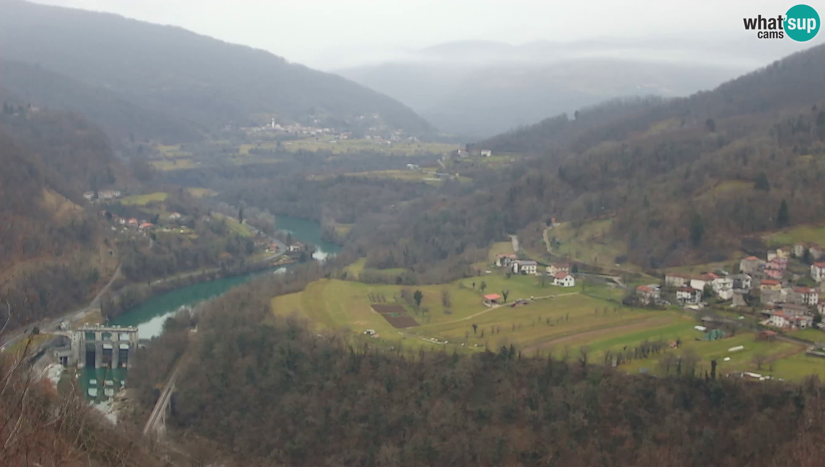 Live Webcam Kanal ob Soči – View to Soča river, Ajba, Bodrež and Ročinj