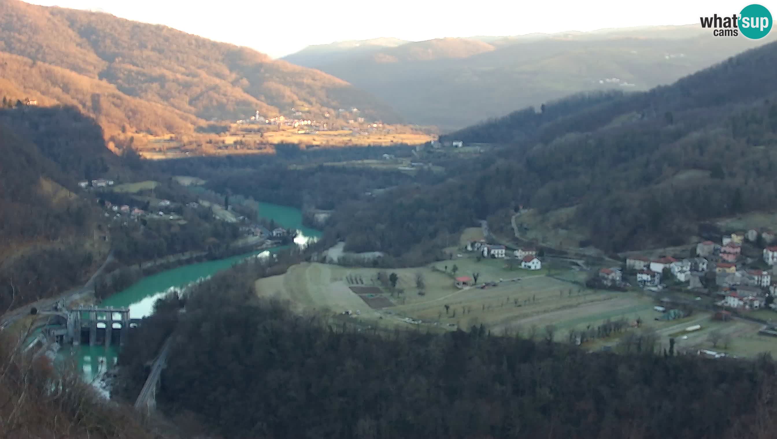 Live Webcam Kanal ob Soči – View to Soča river, Ajba, Bodrež and Ročinj