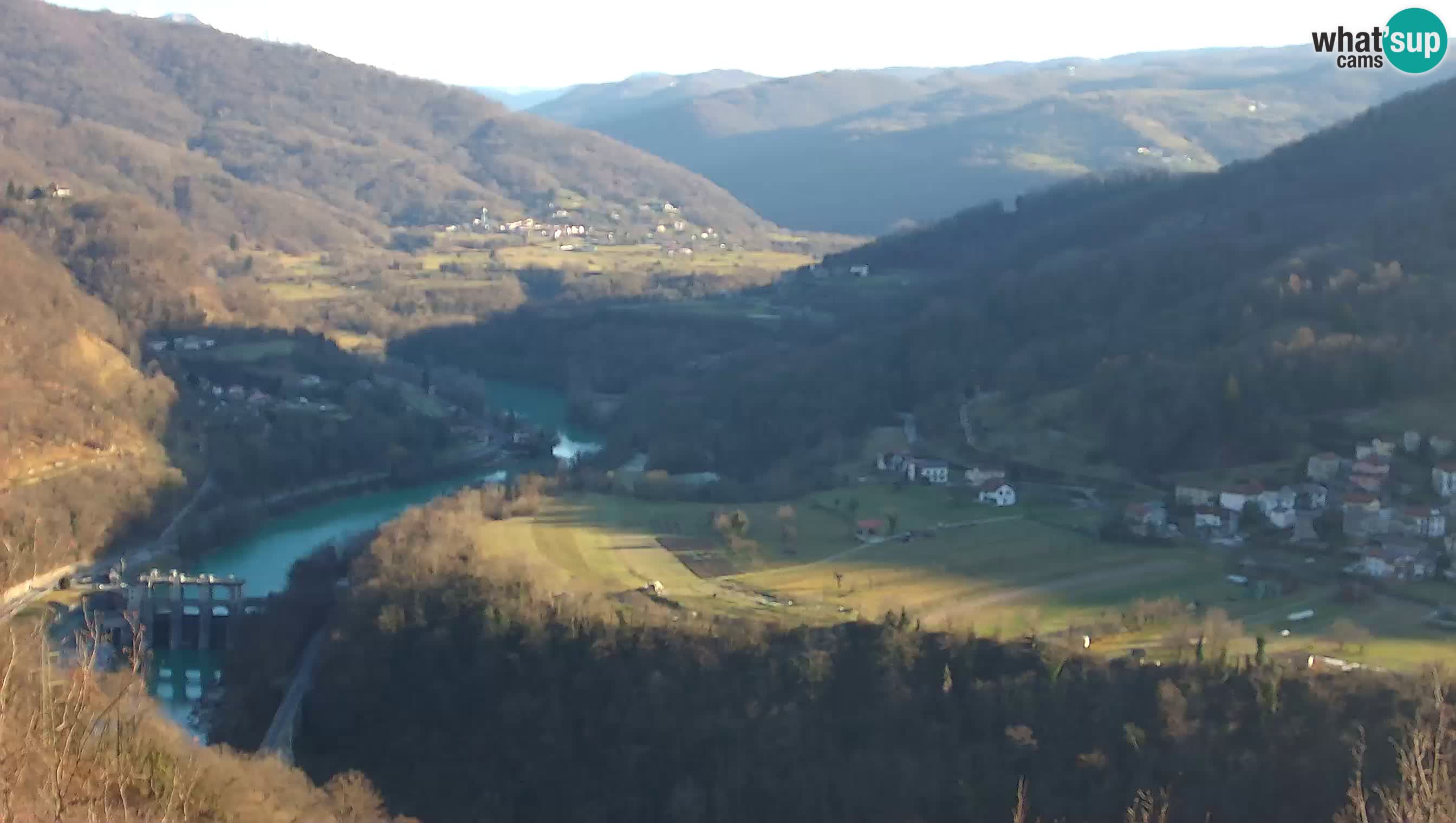 Live Webcam Kanal ob Soči – View to Soča river, Ajba, Bodrež and Ročinj