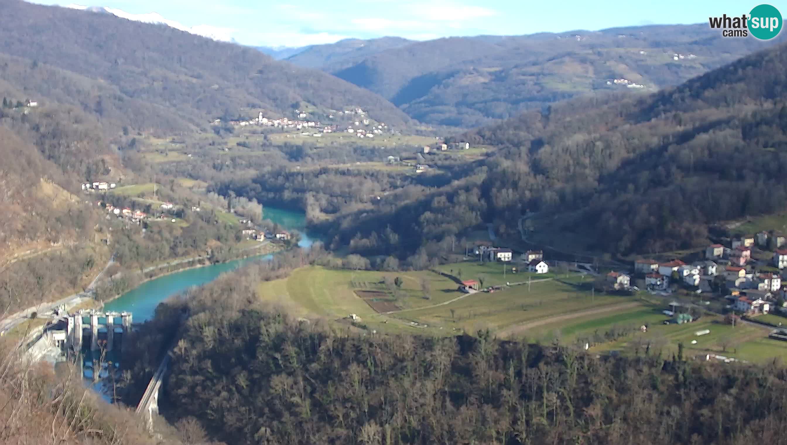 Live Webcam Kanal ob Soči – View to Soča river, Ajba, Bodrež and Ročinj