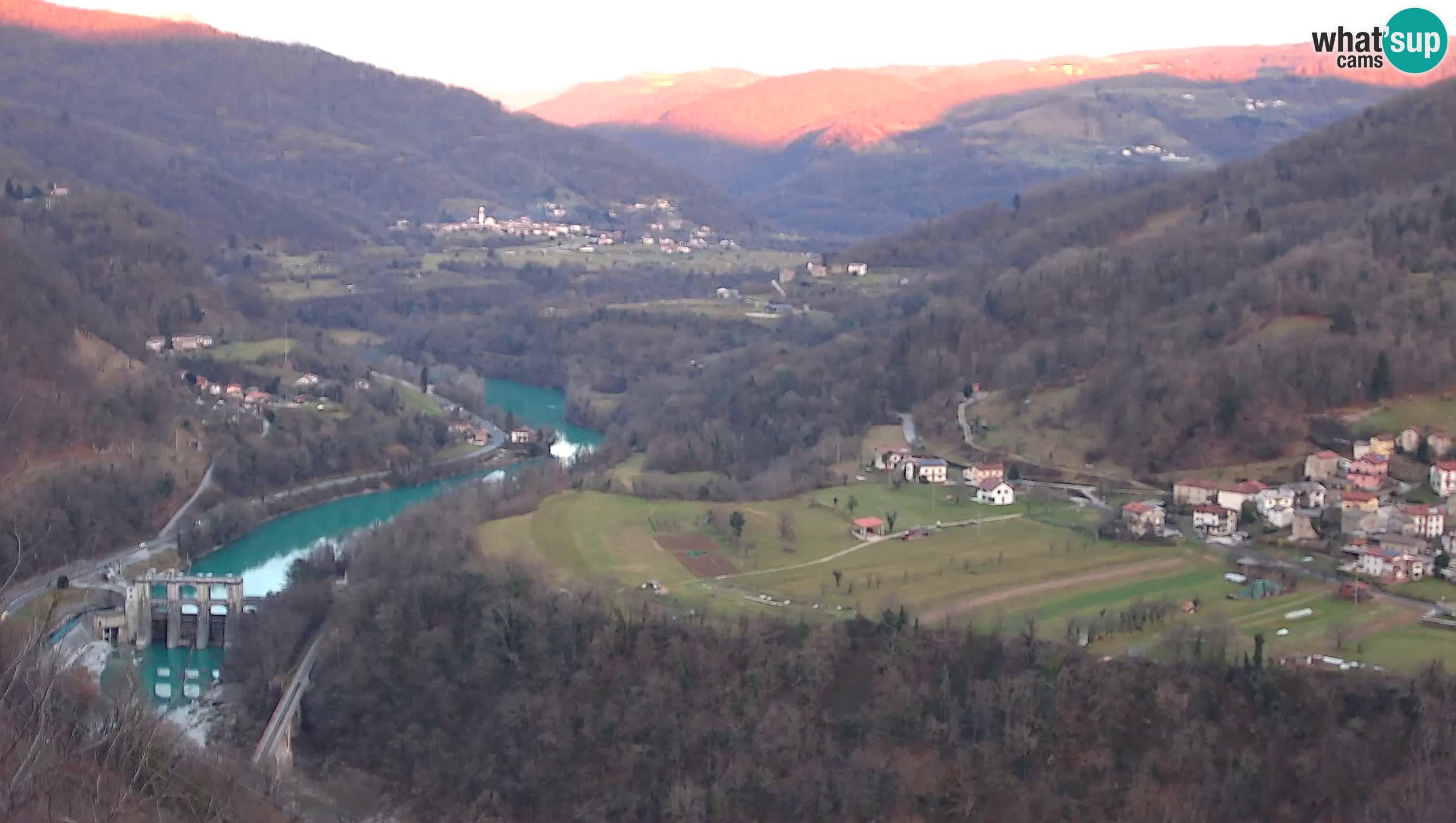 Live Webcam Kanal ob Soči – Vue sur la rivière Soča, Ajba, Bodrež et Ročinj