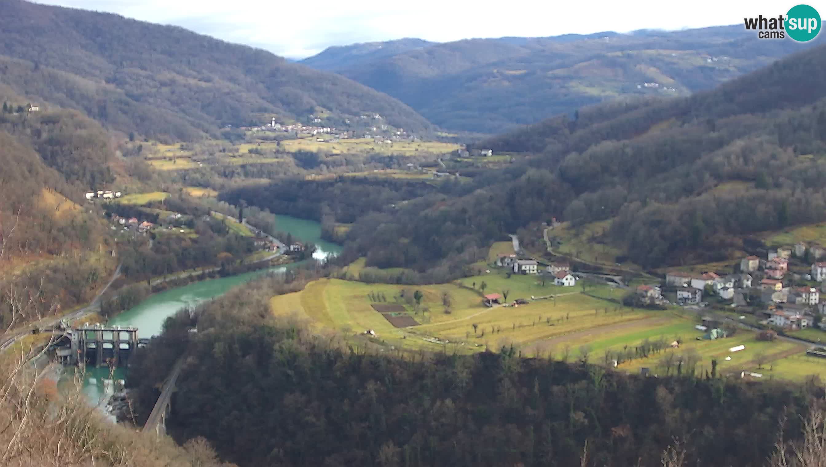 Live Webcam Kanal ob Soči – Blick auf den Fluss Soča, Ajba, Bodrež und Ročinj