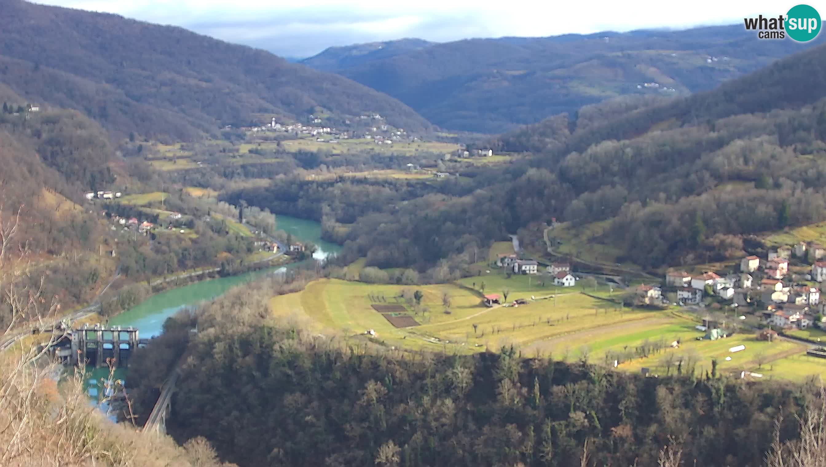 Live Webcam Kanal ob Soči – Blick auf den Fluss Soča, Ajba, Bodrež und Ročinj