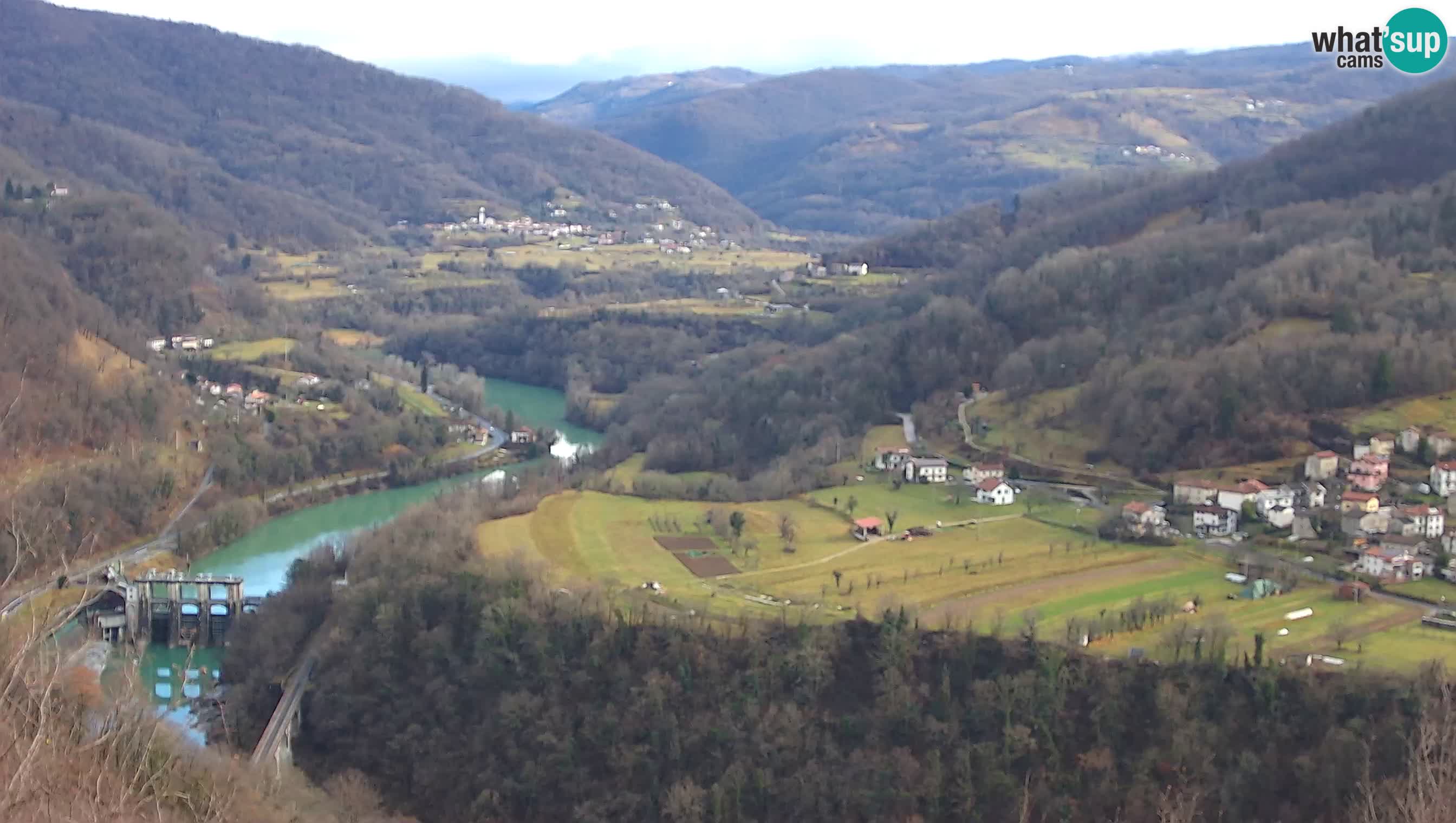 Camera en vivo Kanal ob Soči – Vue sur la rivière Soča, Ajba, Bodrež y Ročinj