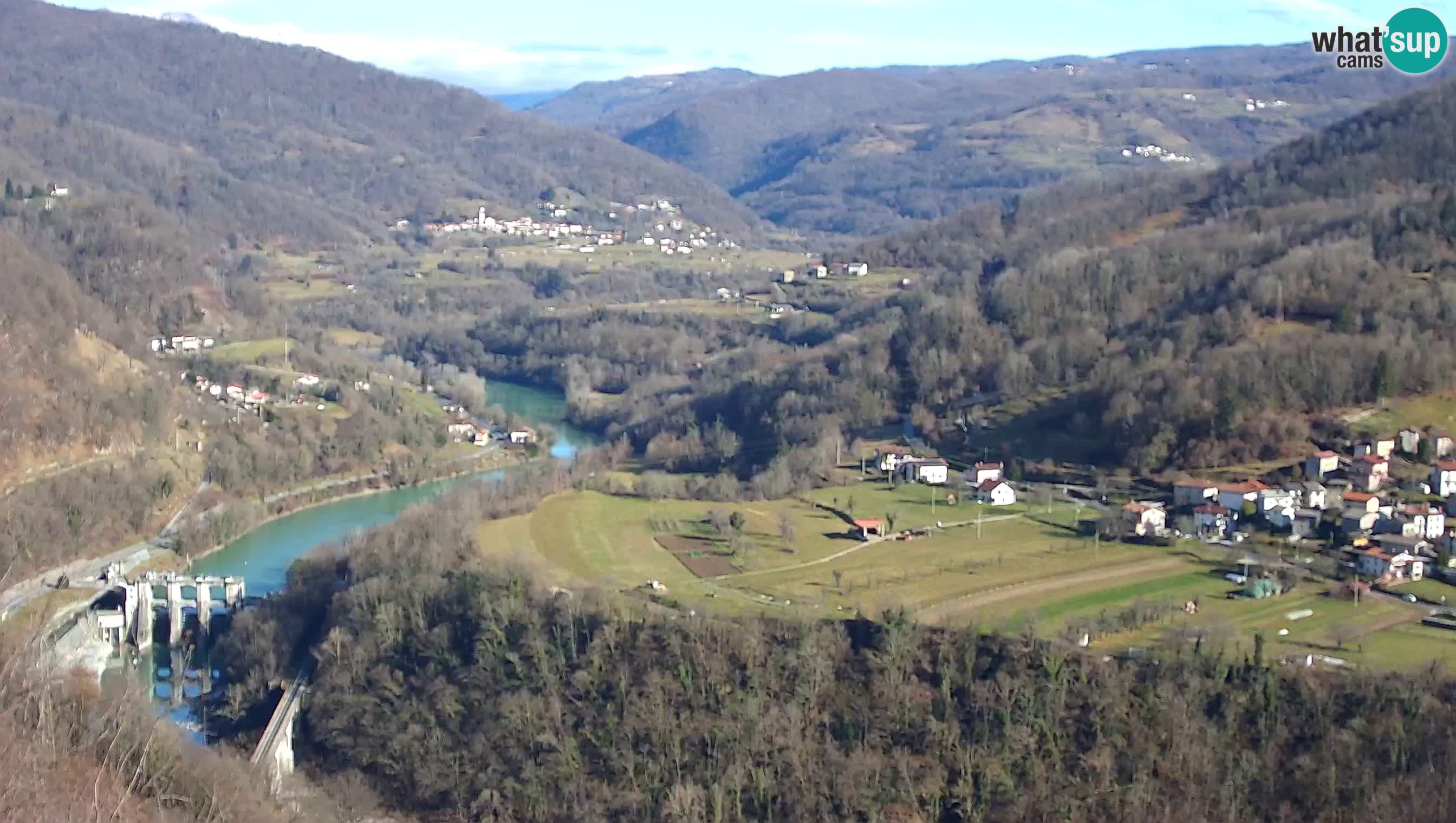 Live Webcam Kanal ob Soči – Blick auf den Fluss Soča, Ajba, Bodrež und Ročinj