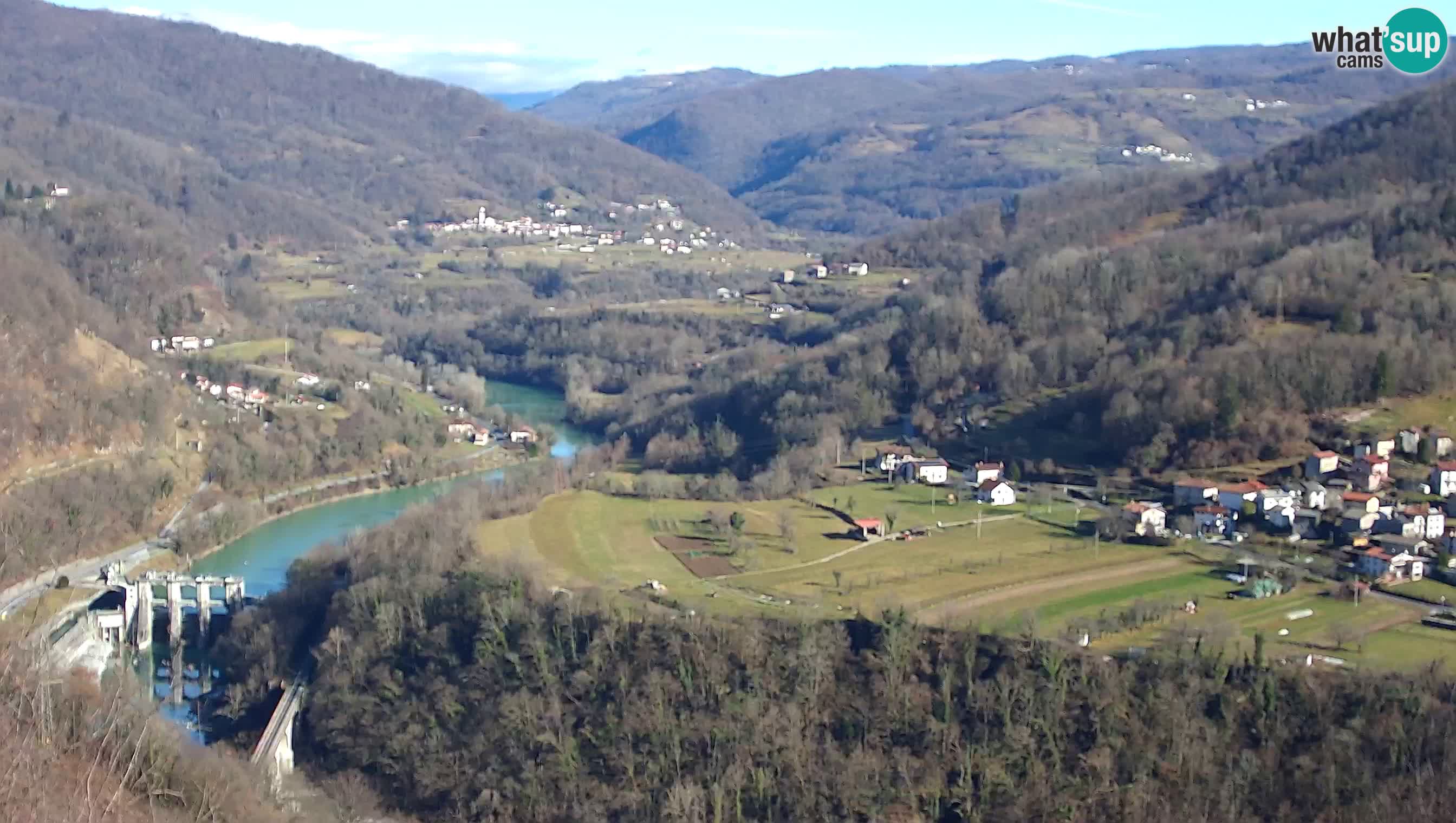 Live Webcam Kanal ob Soči – Blick auf den Fluss Soča, Ajba, Bodrež und Ročinj