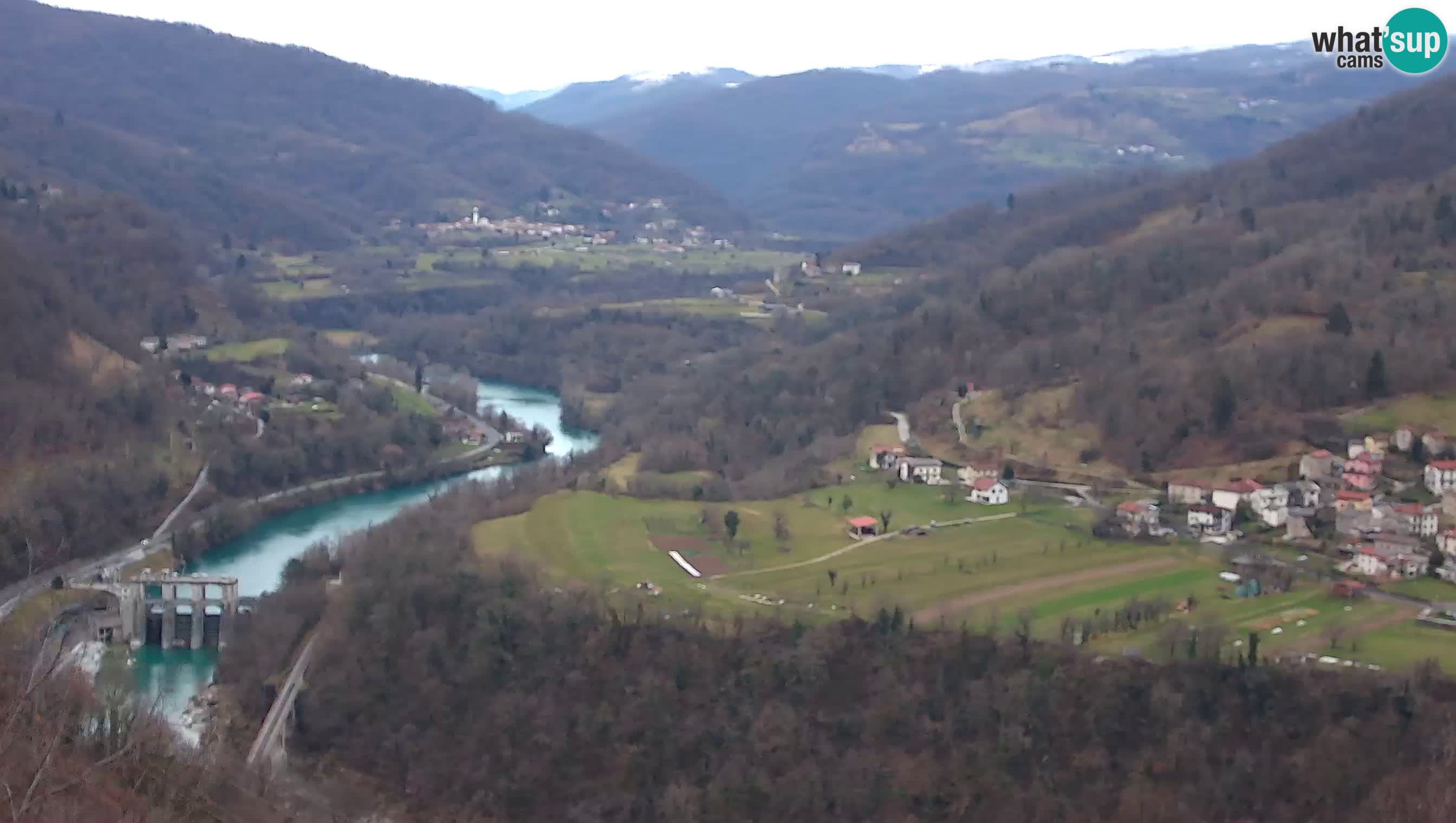 Live Webcam Kanal ob Soči – Vista sul fiume Isonzo, Ajba, Bodrež e Ročinj