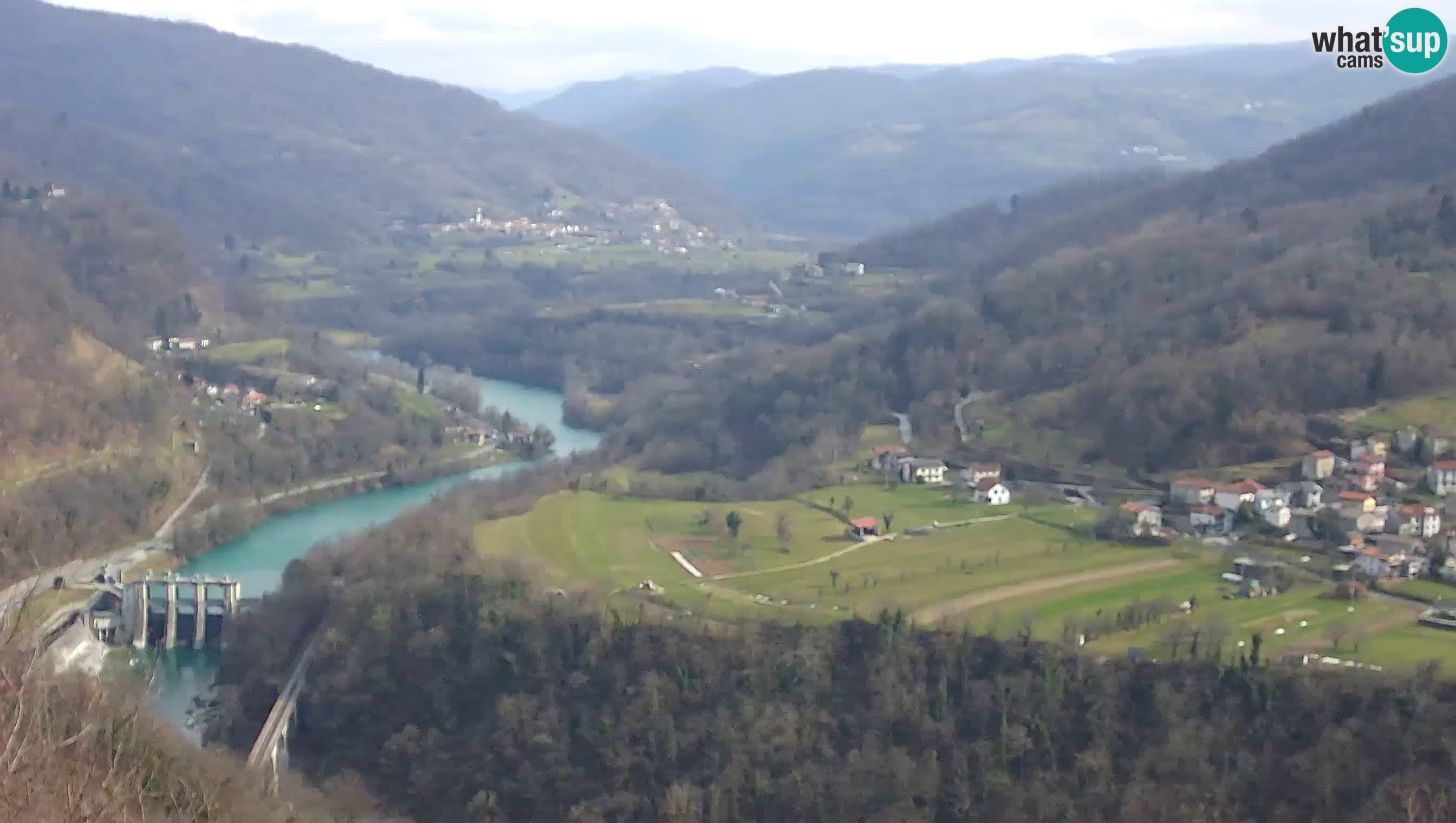 Live Webcam Kanal ob Soči – Vue sur la rivière Soča, Ajba, Bodrež et Ročinj