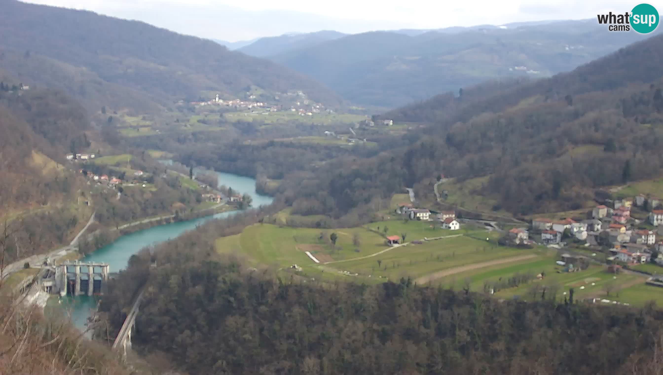 Live Webcam Kanal ob Soči – Vue sur la rivière Soča, Ajba, Bodrež et Ročinj