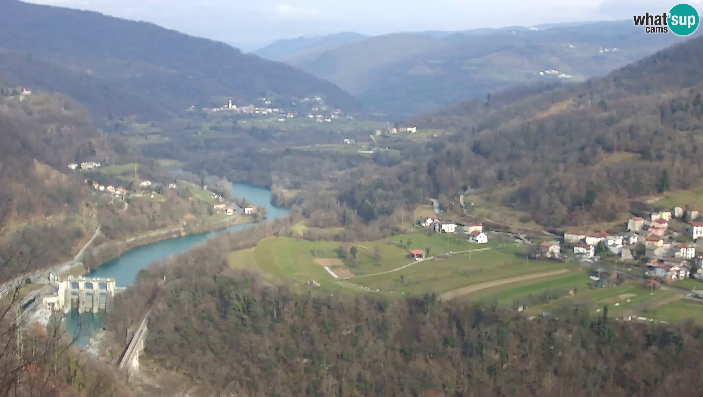 Live Webcam Kanal ob Soči – Blick auf den Fluss Soča, Ajba, Bodrež und Ročinj