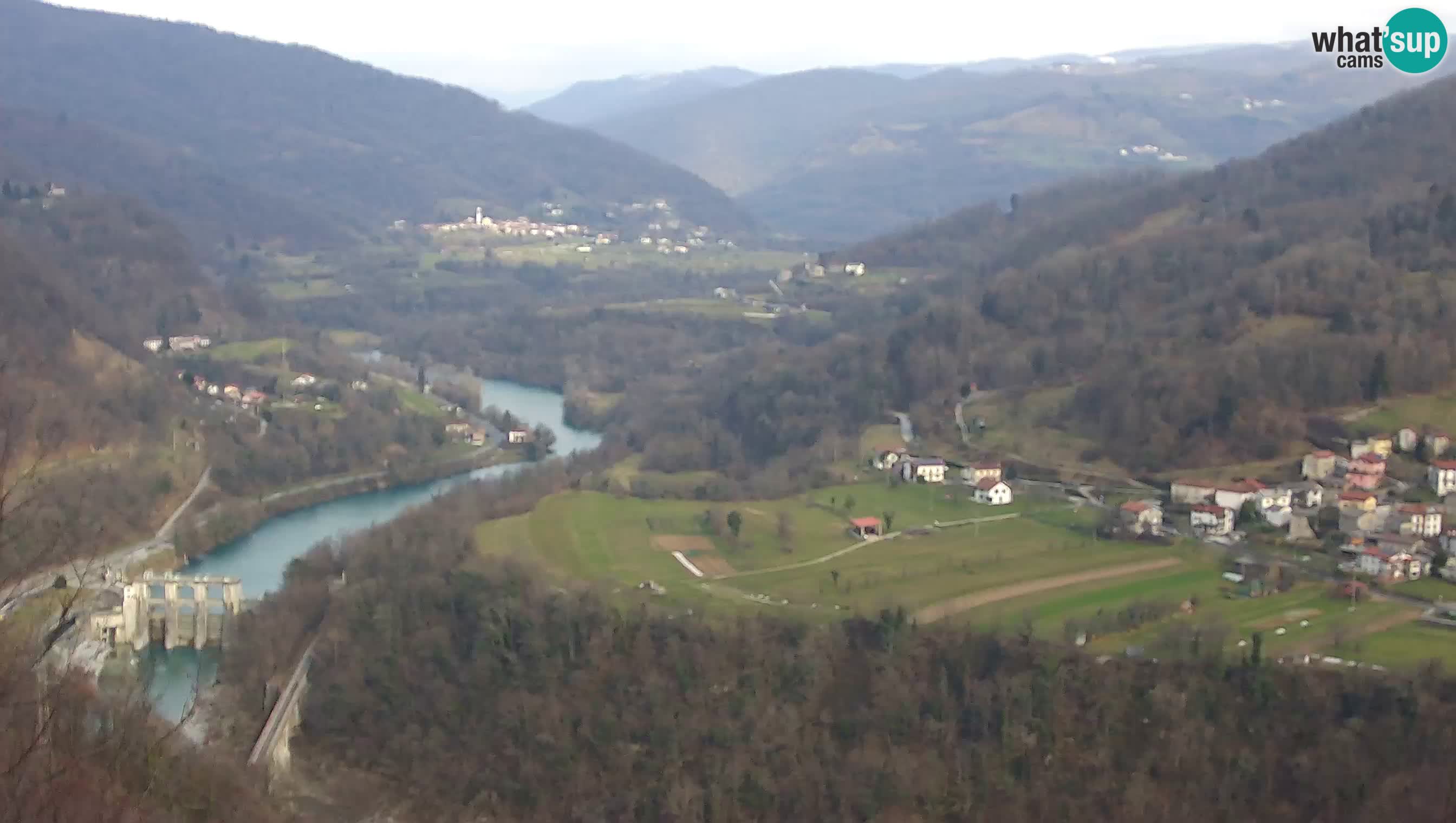 Live Webcam Kanal ob Soči – Vue sur la rivière Soča, Ajba, Bodrež et Ročinj