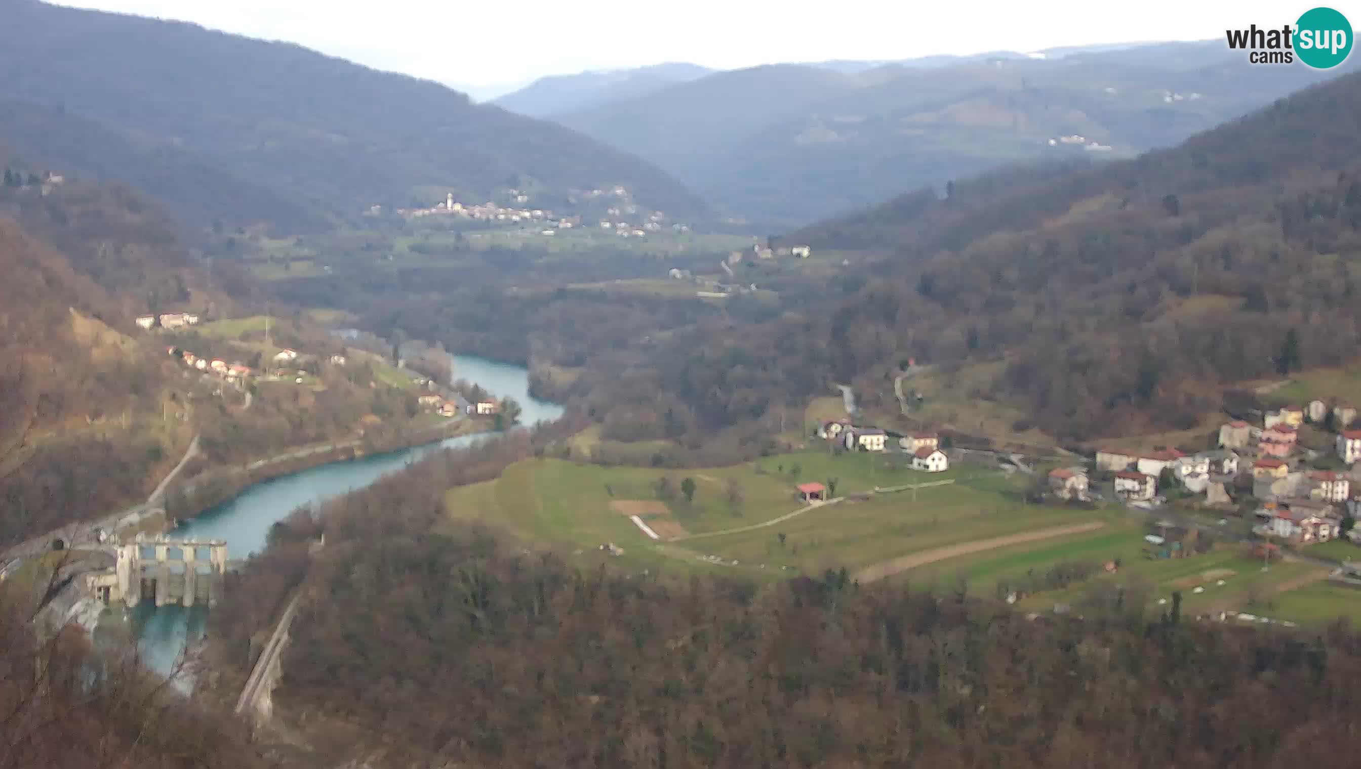 Live Webcam Kanal ob Soči – Vista sul fiume Isonzo, Ajba, Bodrež e Ročinj